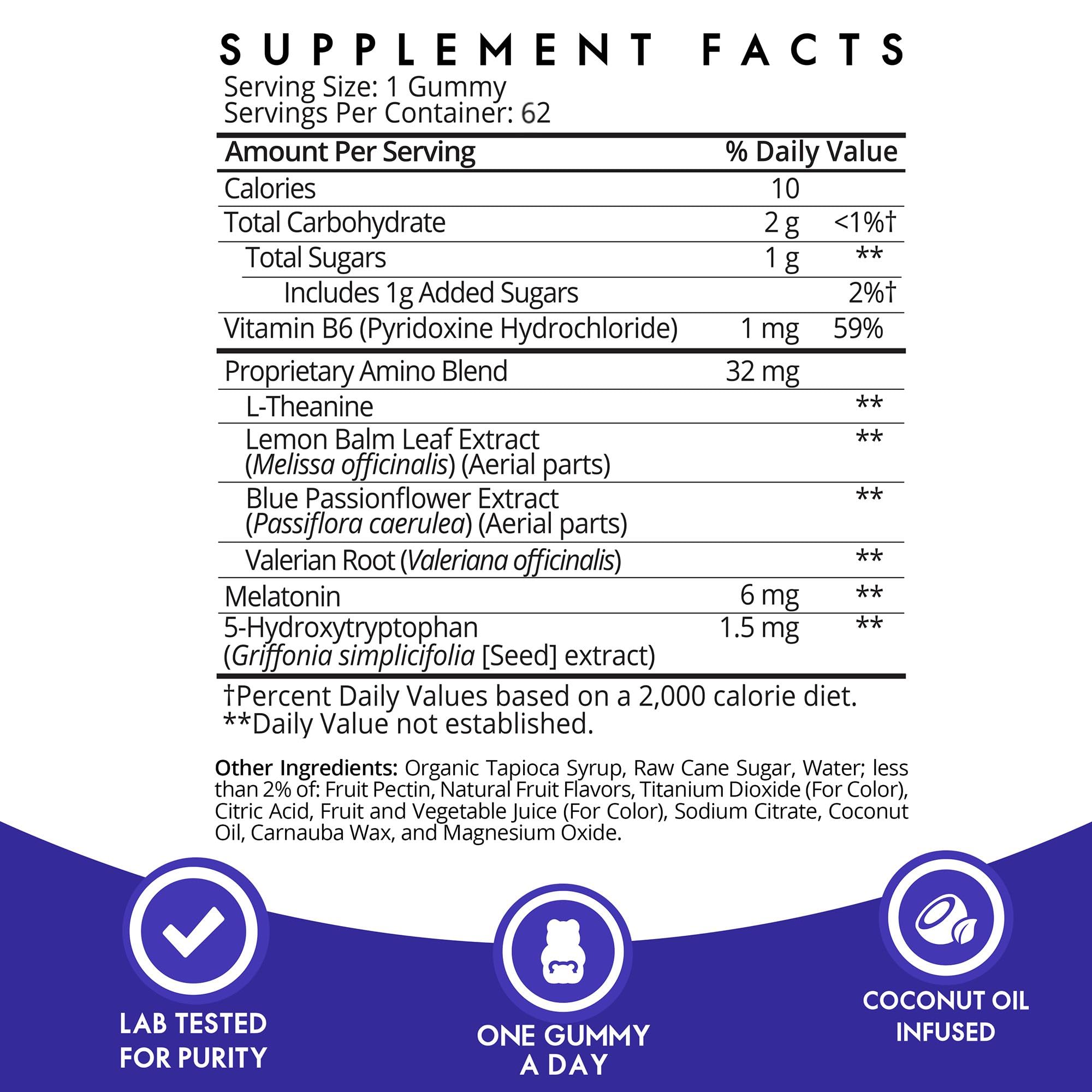 Sugarbear Sleep Gummy 2 Month Supply, Extra Strength Melatonin 6mg, for Men & Women, Vegan Vitamin B6, L-Theanine, 5 HTP, Valerian, Sleep Aid for Adults & Teens, Certified Kosher, Halal, Cruelty-Free