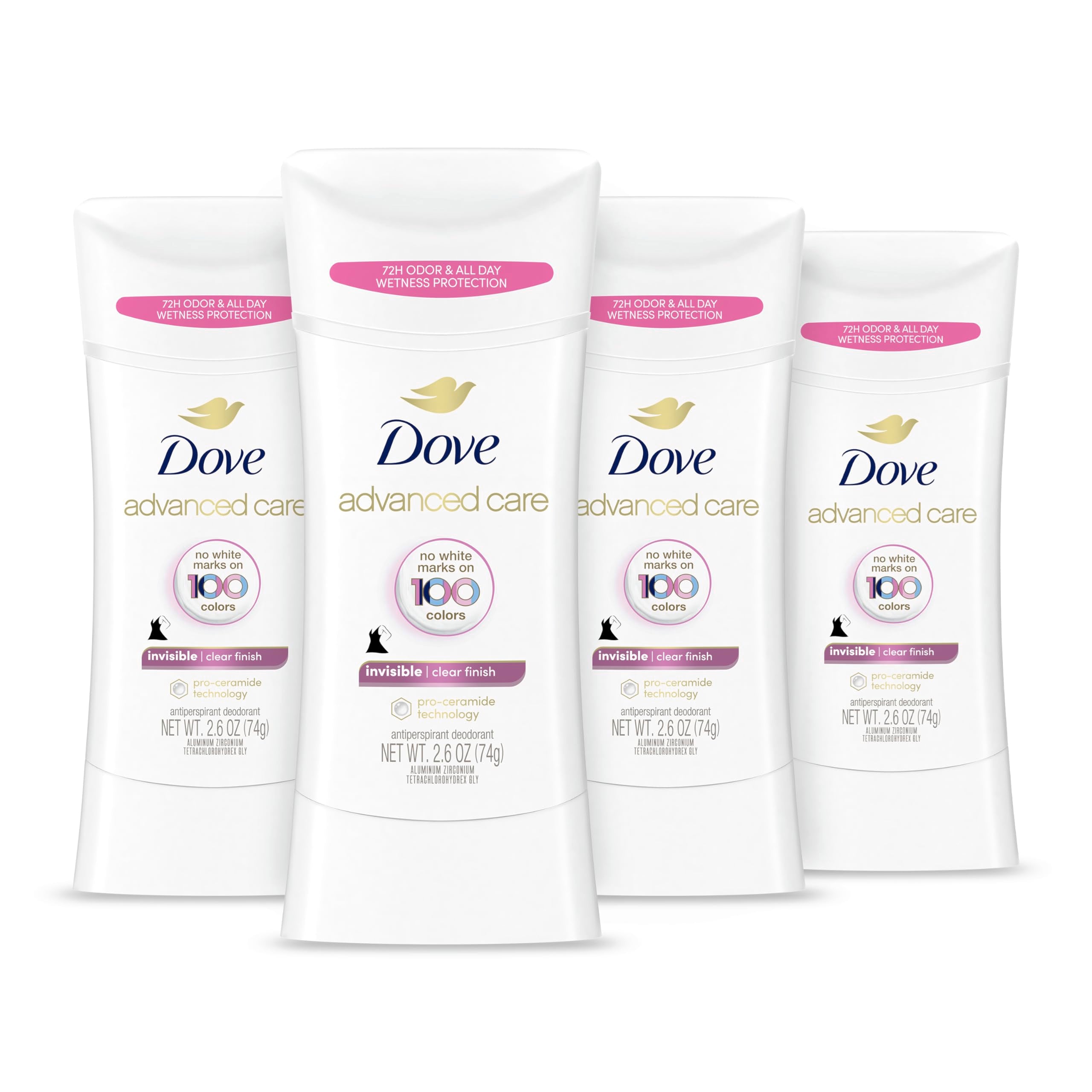 Dove Advanced Care Antiperspirant Deodorant, Clear Finish 2.7 oz, 4 Count