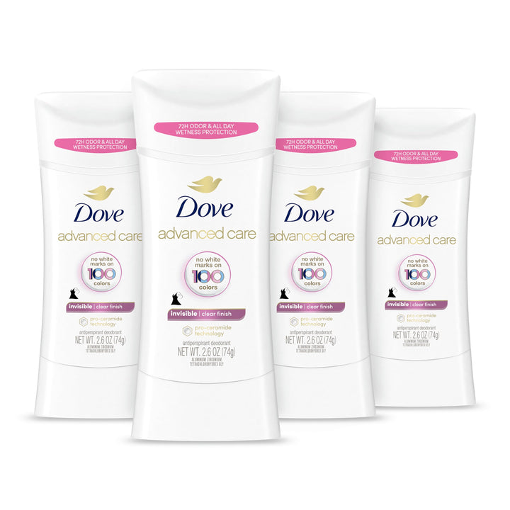 Dove Advanced Care Antiperspirant Deodorant, Clear Finish 2.7 oz, 4 Count
