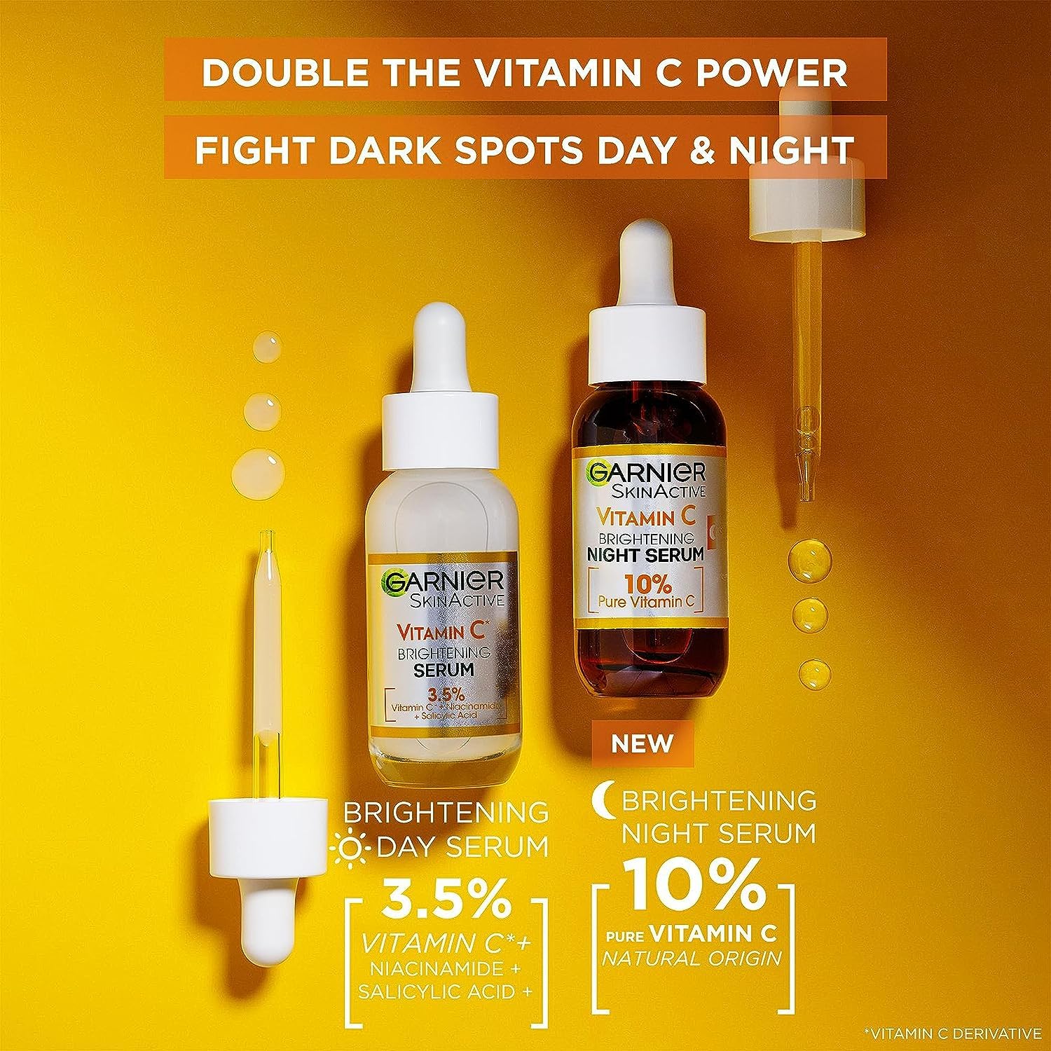 Garnier Targeted Anti Dark Spot Night Serum for Face, with 10% Pure Vitamin C & Hyaluronic Acid, Anti Pigmentation & Dullness, For All Skin Types, Approved by Cruelty Free International, Vegan, 30 ml