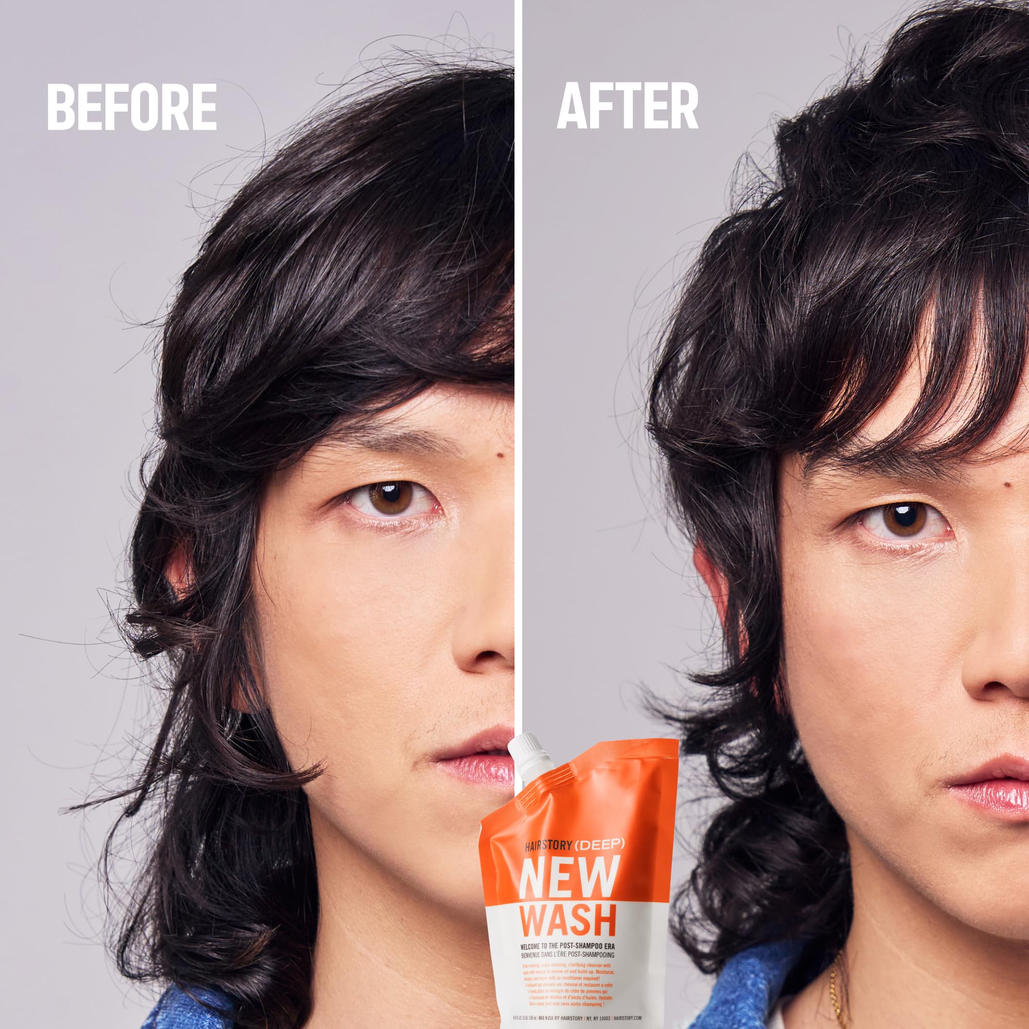 Hairstory New Wash Deep, Clarifying Cleansing Cream for Oily & Fine Hair, Shampoo & Conditioner Alternative, Removes Buildup & Restores Scalp, 8oz