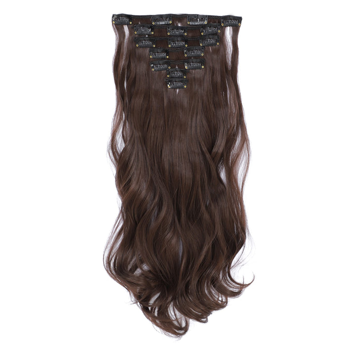 Chestnut Brown-6# : SWACC Women 20 Inches Curly Full Head 7 Separate Pieces Heat Resistance Synthetic Hair Clip in Hair Extensions (Chestnut Brown-6#)