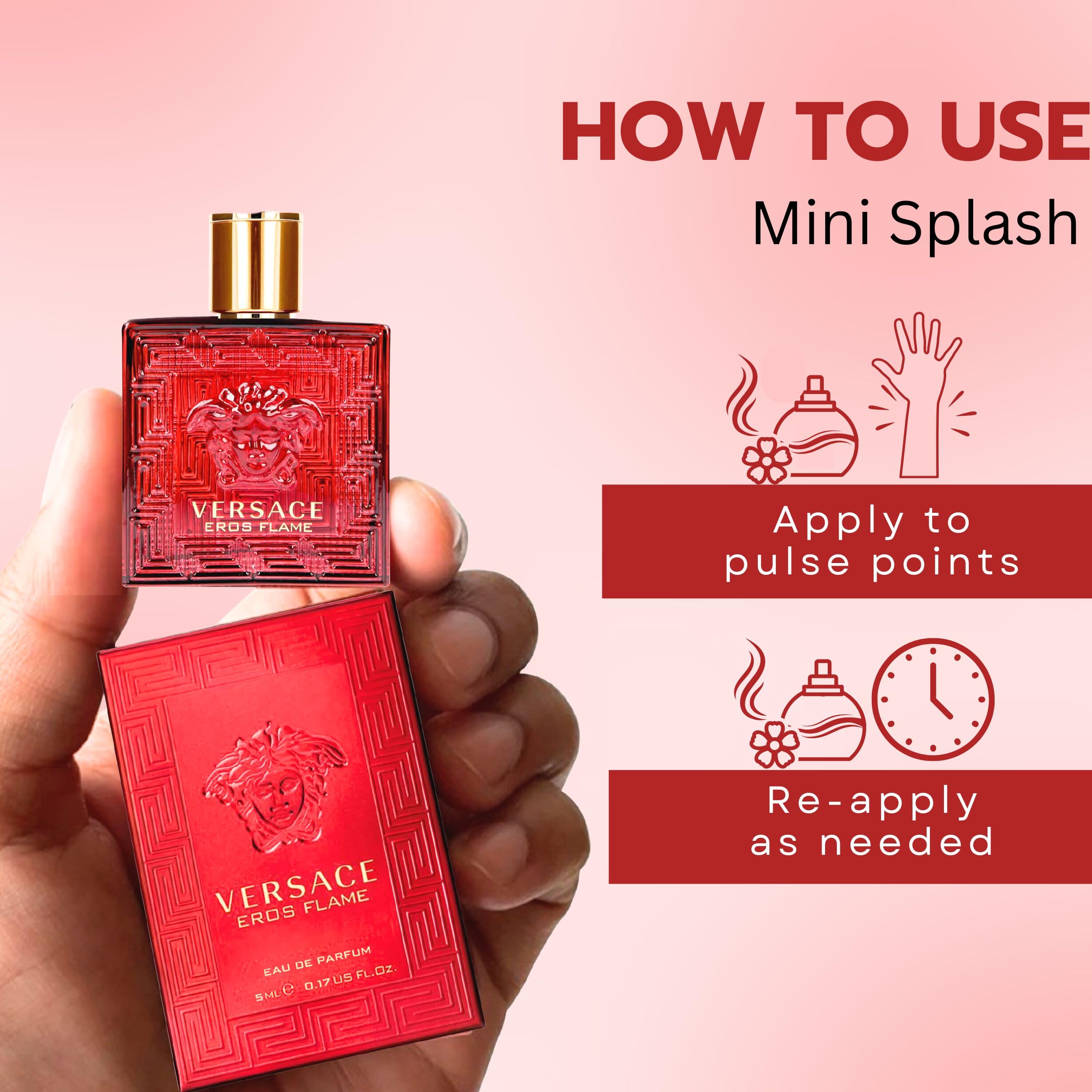 Versace Eros Flame Perfume for Men Mini EDP Splash 0.17 Ounce