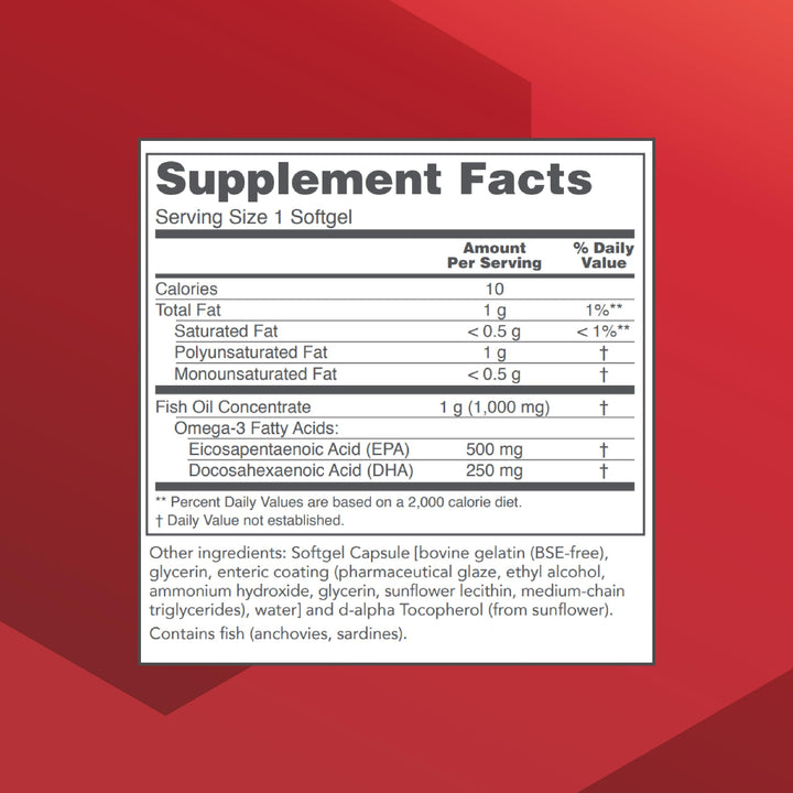 Protocol Ultra Omega-3-500mg EPA & 250mg DHA - Fish Oil for Brain Support, Heart & Nervous System Health* - EPA DHA Omega Supplement - Non-GMO & Halal - 180 Softgels