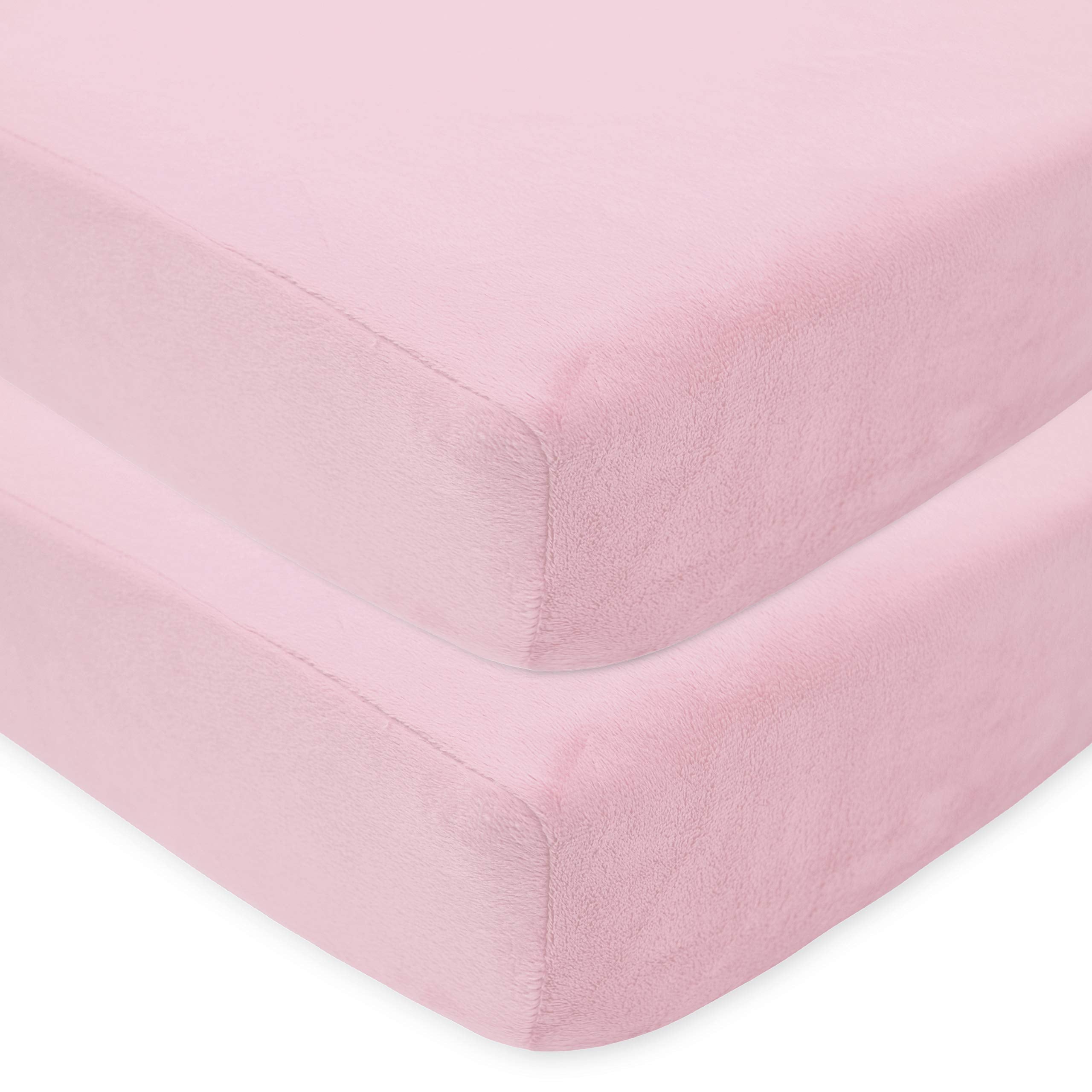 American Baby Company 2 Pack Heavenly Soft Chenille Fitted Crib Sheet 28 x 52, Warm and Cozy Neutral Chenille Sheet, Pink, for Boys and Girls, Fits Crib and Toddler Bed mattresses