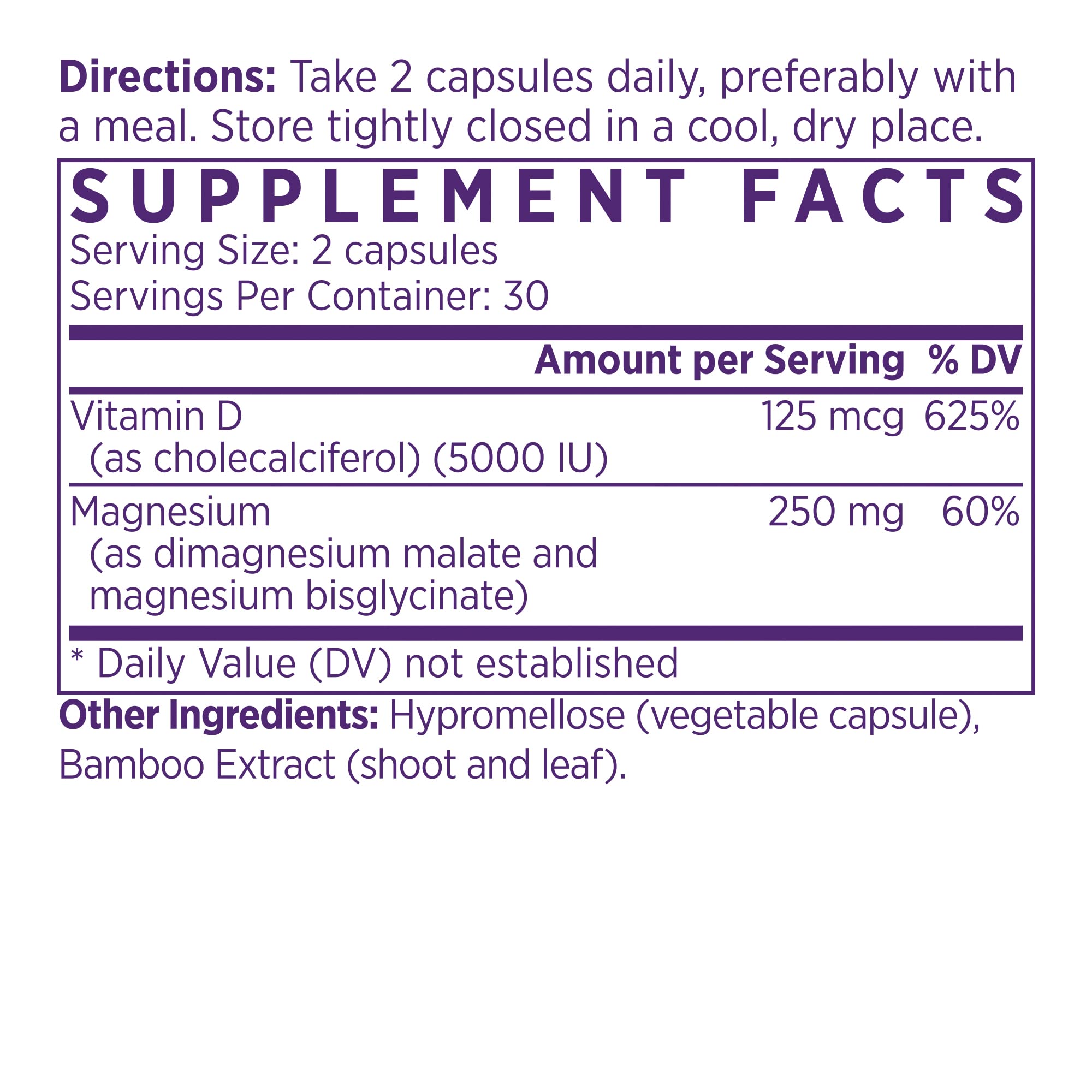 NAOMI Activated Vitamin D3 5000 IU (125 mcg) Supplement with Magnesium for Strong Bones, Teeth, Muscle, Immune and Mood Support, Non-GMO, Gluten Free, 60 Veggie Caps, 30 Day Supply