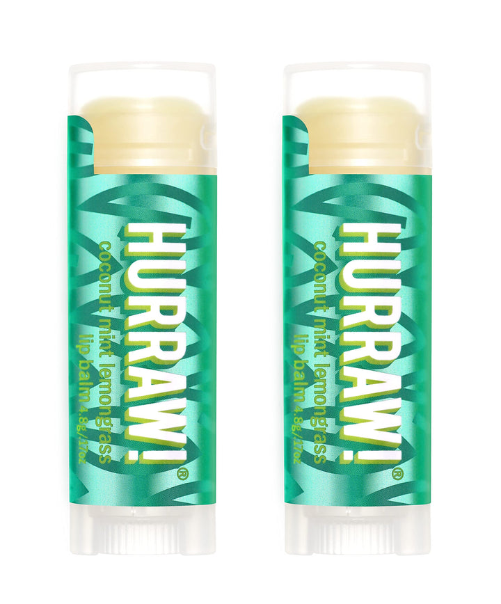 Hurraw! Coconut, Mint, Lemongrass (Pitta) Lip Balm, 2 Pack: Organic, Certified Vegan, Cruelty and Gluten Free. Non-GMO, 100% Natural Ingredients. Bee, Shea, Soy and Palm Free. Made in USA