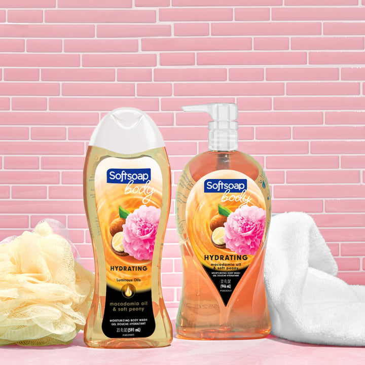 Softsoap Luminous Oils Moisturizing Body Wash, Macadamia Oil and Peony - 20 Fluid Ounce (4 Pack)