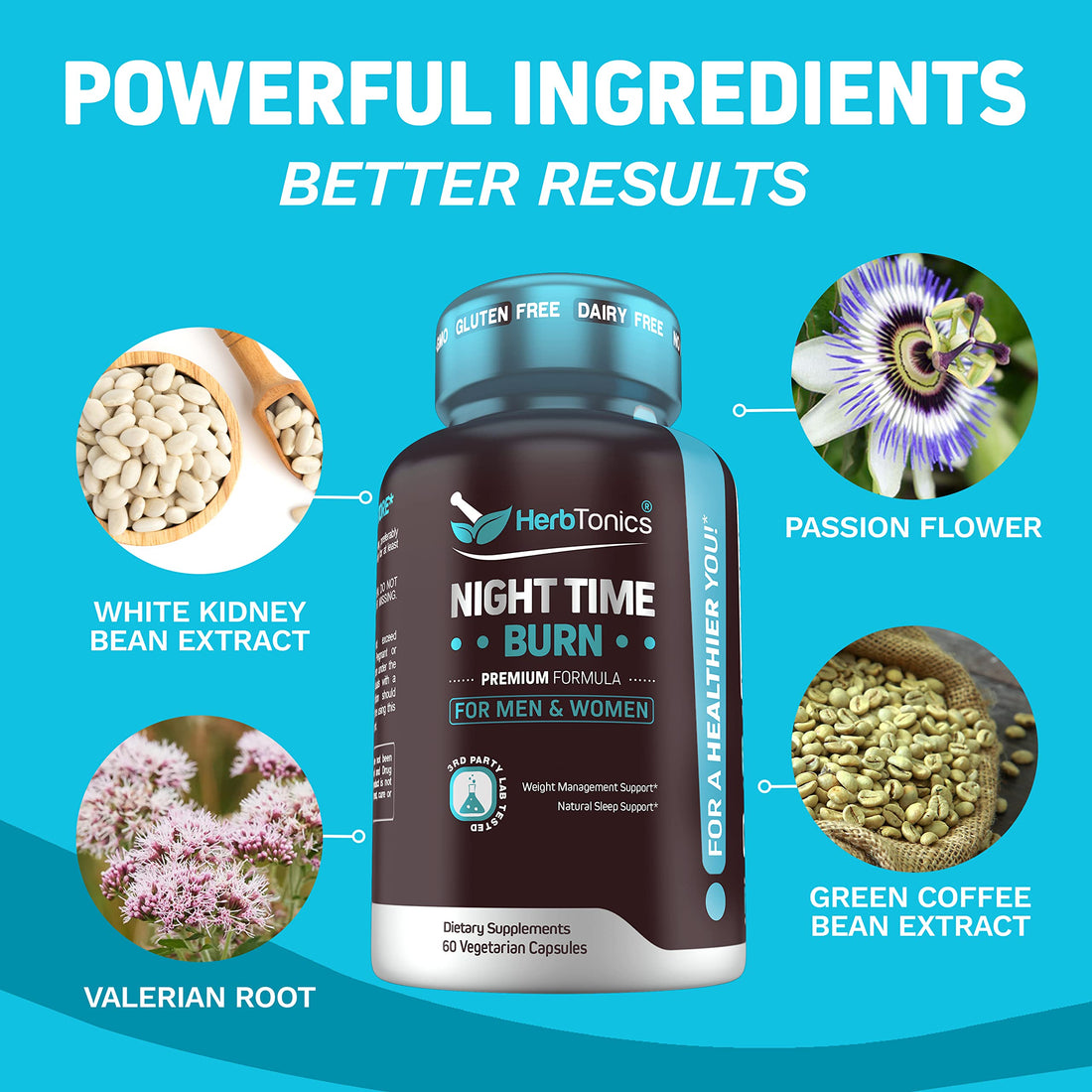 Herbtonics Title Night Time Weight Supplement with Melatonin to Support Sleep & Metabolism | Melatonin & L-Theanine for Women & Men | Sleep Aid Supplement with GLP-1 Support | 60 Vegan Capsules