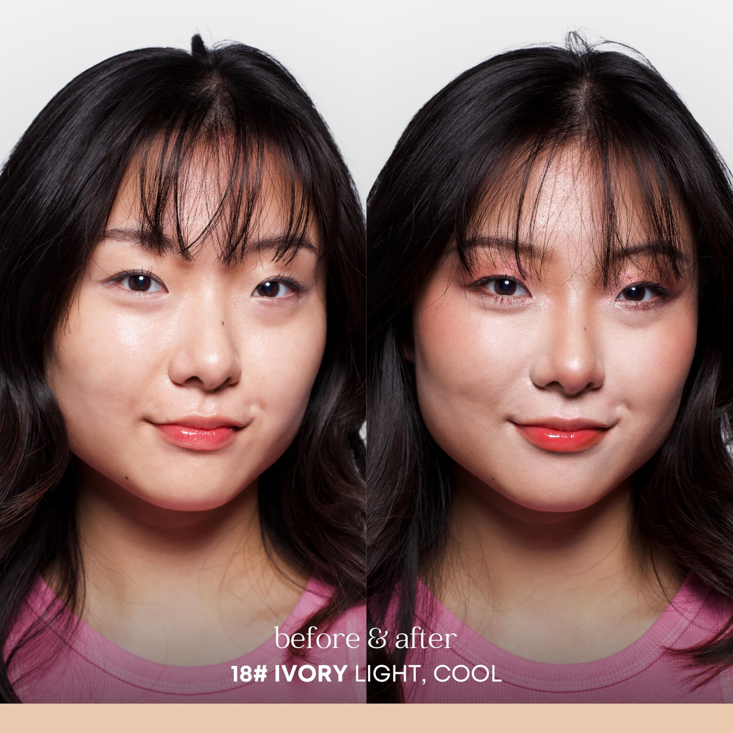 Heyooo Natural Glow Foundation - Light to Medium Coverage Cushion Foundation Makeup with Hyaluronic Acid & Tea Tree Extract - Vegan & Cruelty-Free Cream Foundation - K Beauty - 15g/0.52oz - Ivory