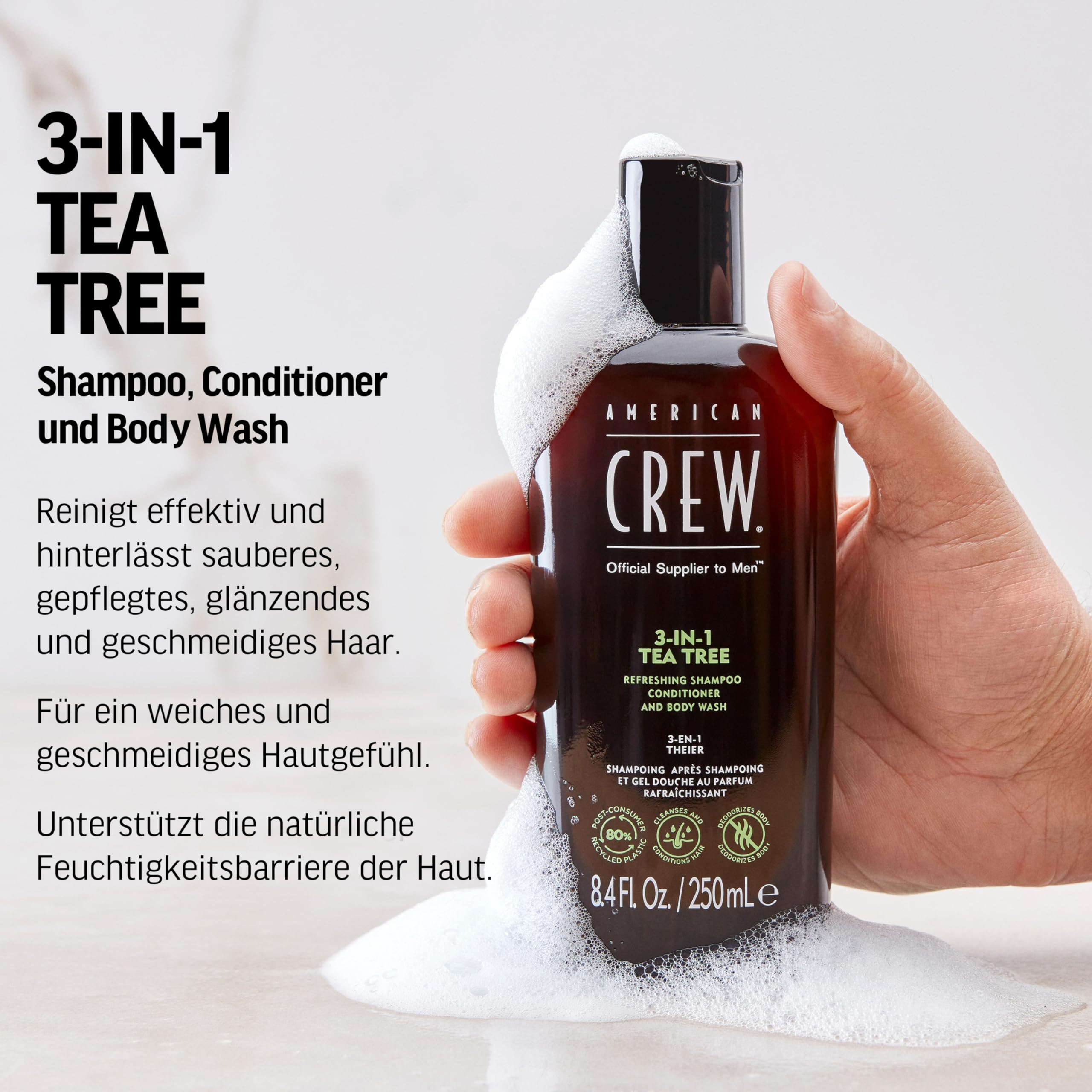 American Crew 3-In-1 Tea Tree Body Cleanser, 15.02 Ounce