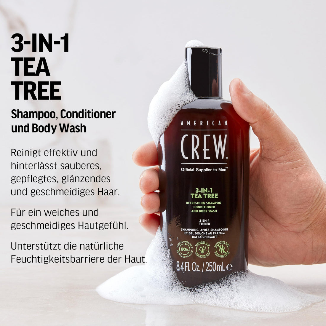 American Crew 3-In-1 Tea Tree Body Cleanser, 15.02 Ounce