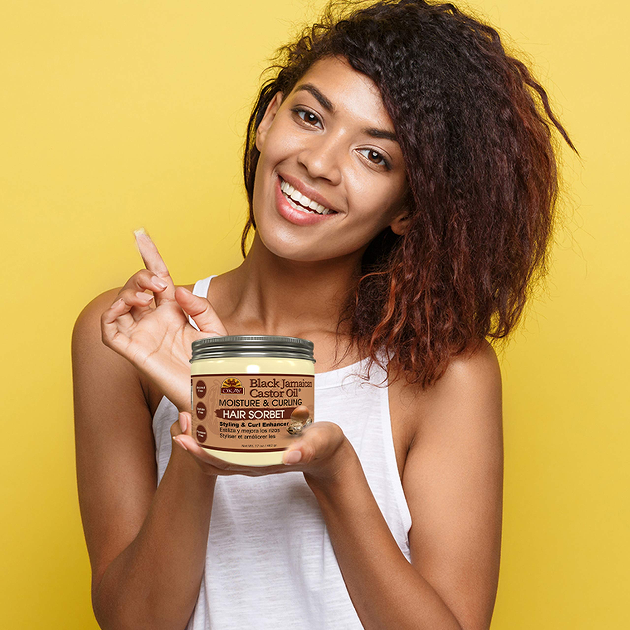 Okay black jamaican castor oil moisture & curling hair sorbet 17 ounce, White, 17 Ounce