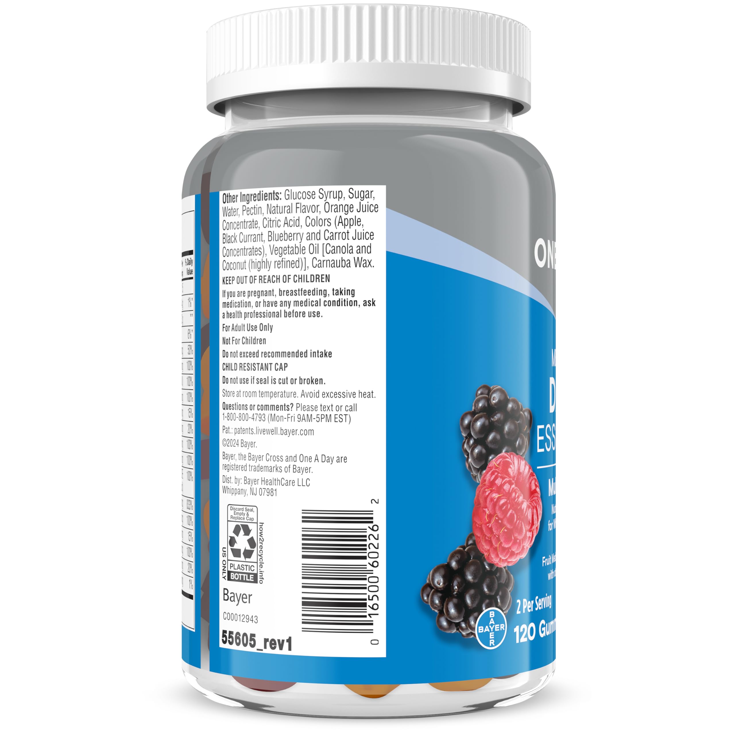 One A Day Men’s 50+ Daily Essentials Multivitamin Gummies, Multivitamin for Men Over 50, Gummy Vitamins with B Vitamins and Vitamin D, Men’s Multivitamin 50 Plus, Fruit Medley Flavor, 120 Gummies