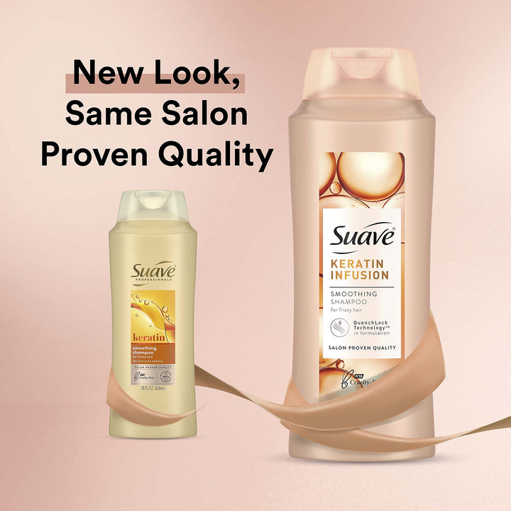 Suave Professionals Smoothing Shampoo For Dry Hair Keratin Infusion Hair Shampoo with 48-hour Frizz Control, 28 Fl Oz (Pack of 4)