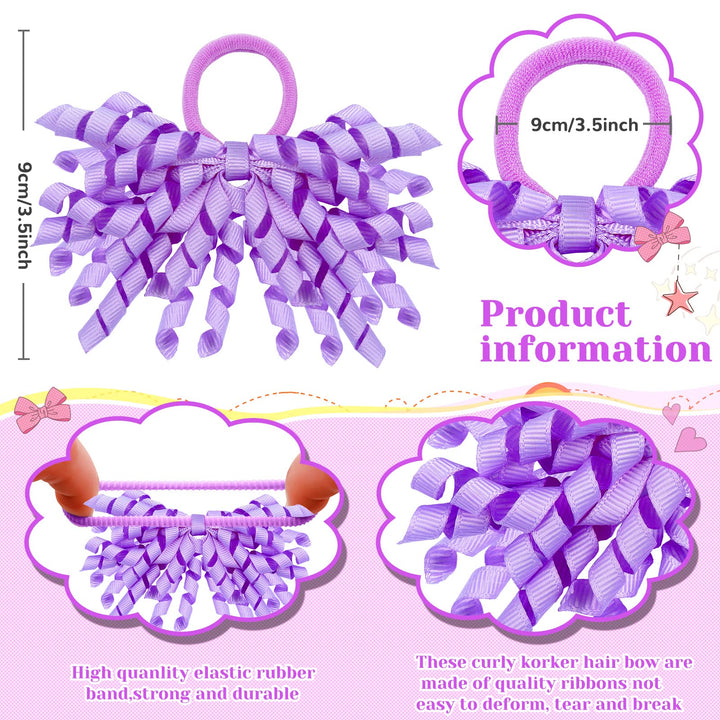 Mtlee 30 Pcs Baby Girls Curly Ribbons Korker Hair Ties Boutique Bow Elastic Rubber Bands Grosgrain Ribbon Elastic Colored Hair Bands Ponytail Holders for Toddlers Kids