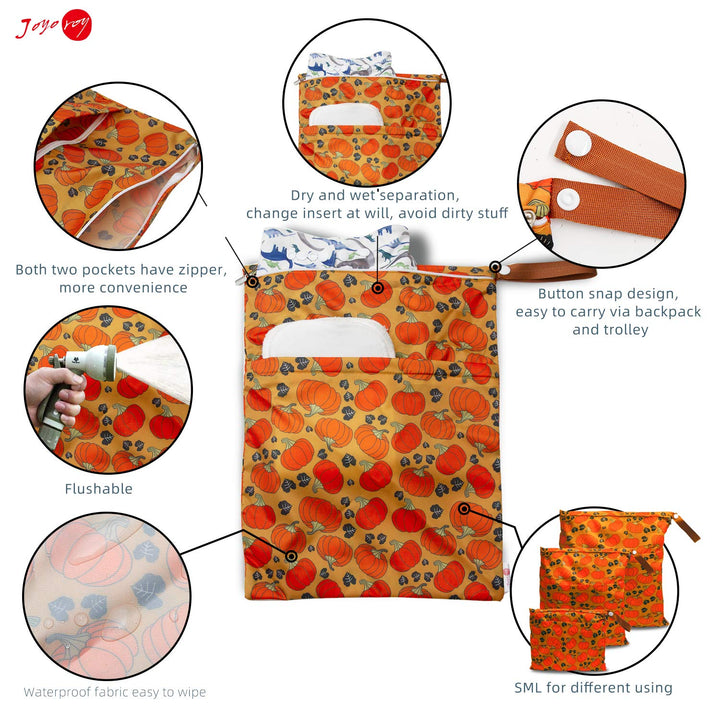 Joyo roy Wet Dry Bags for Diaper Bag Baby Diaper Bag Wet Bag for Cloth Diapers Beach Bag Wet Bag for Diaper Bag Diaper Wet Bags Bolsas para Pañales Sucios Waterproof Bag Dry Bag Water Proof Bag