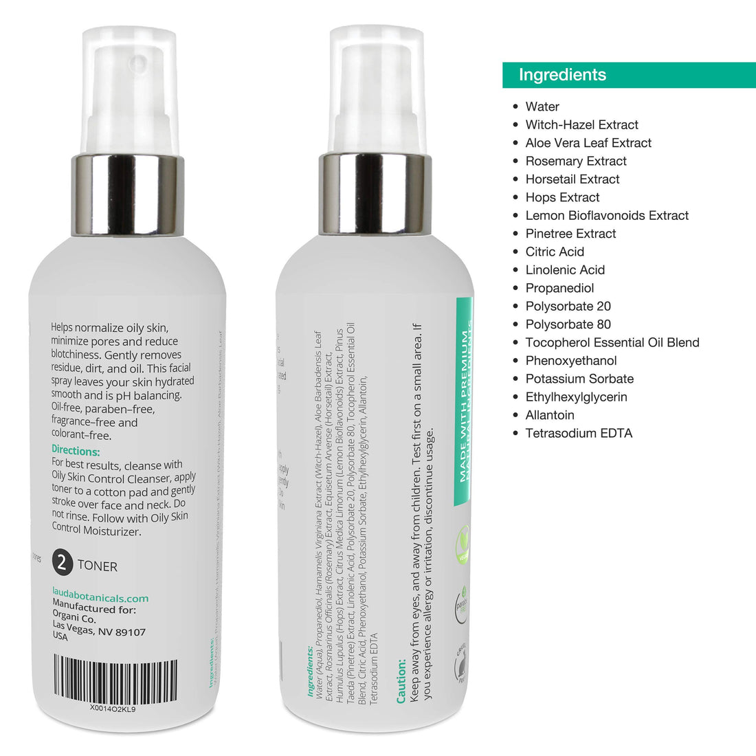 Oil Control Toner Spray with Witch Hazel Oily Skin Control Primer, Pore Minimizer and all Natural Astringent (3-in-1). Alcohol-Free. Facial Hydrating Mist for Acne Prone SKIN. 4 Ounces