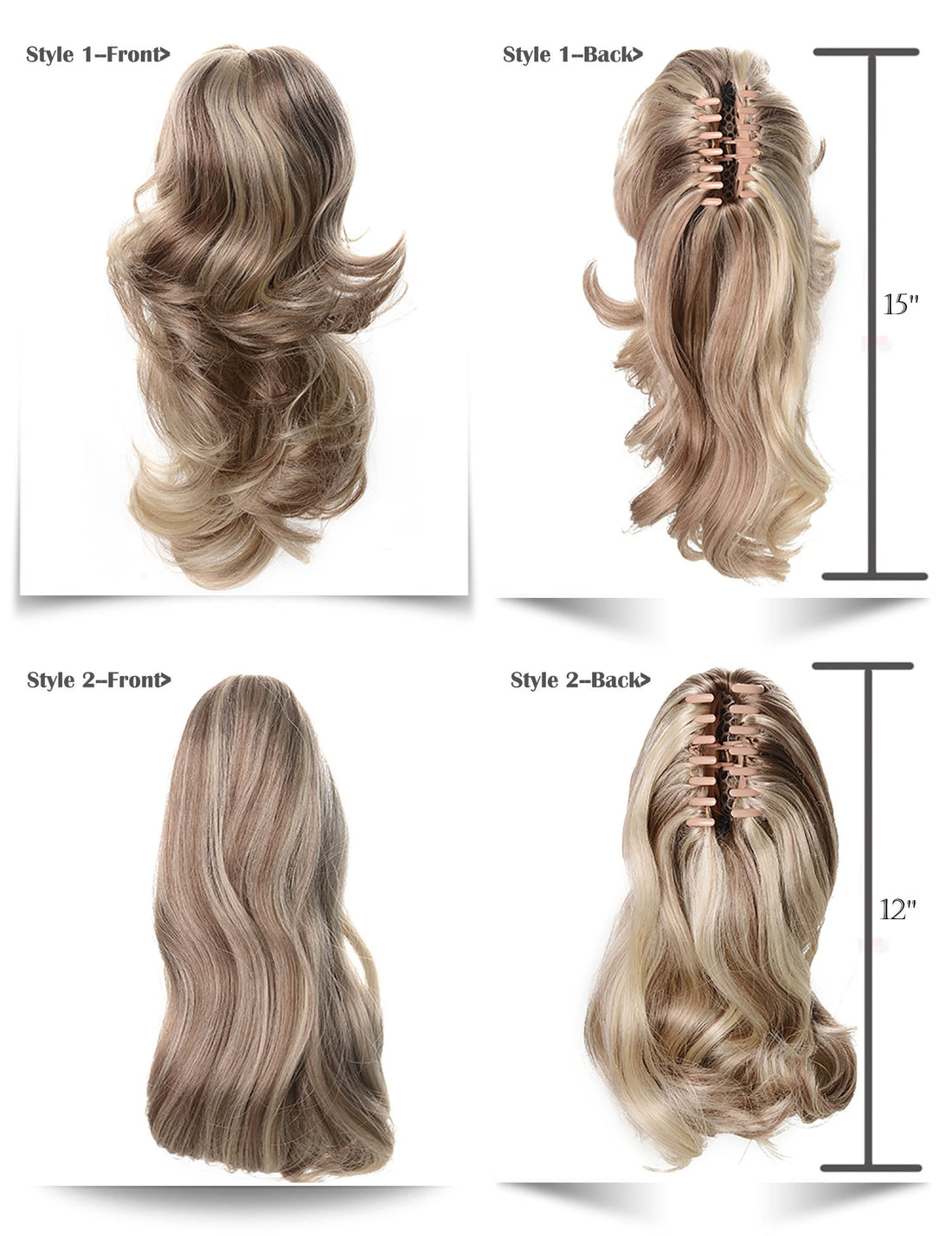 One Dor 15 Dual Use Curly Styled Clip In Claw Ponytail Hair Extension Synthetic Hairpiece 130g With A Jaw/Claw Clip (1# Black)