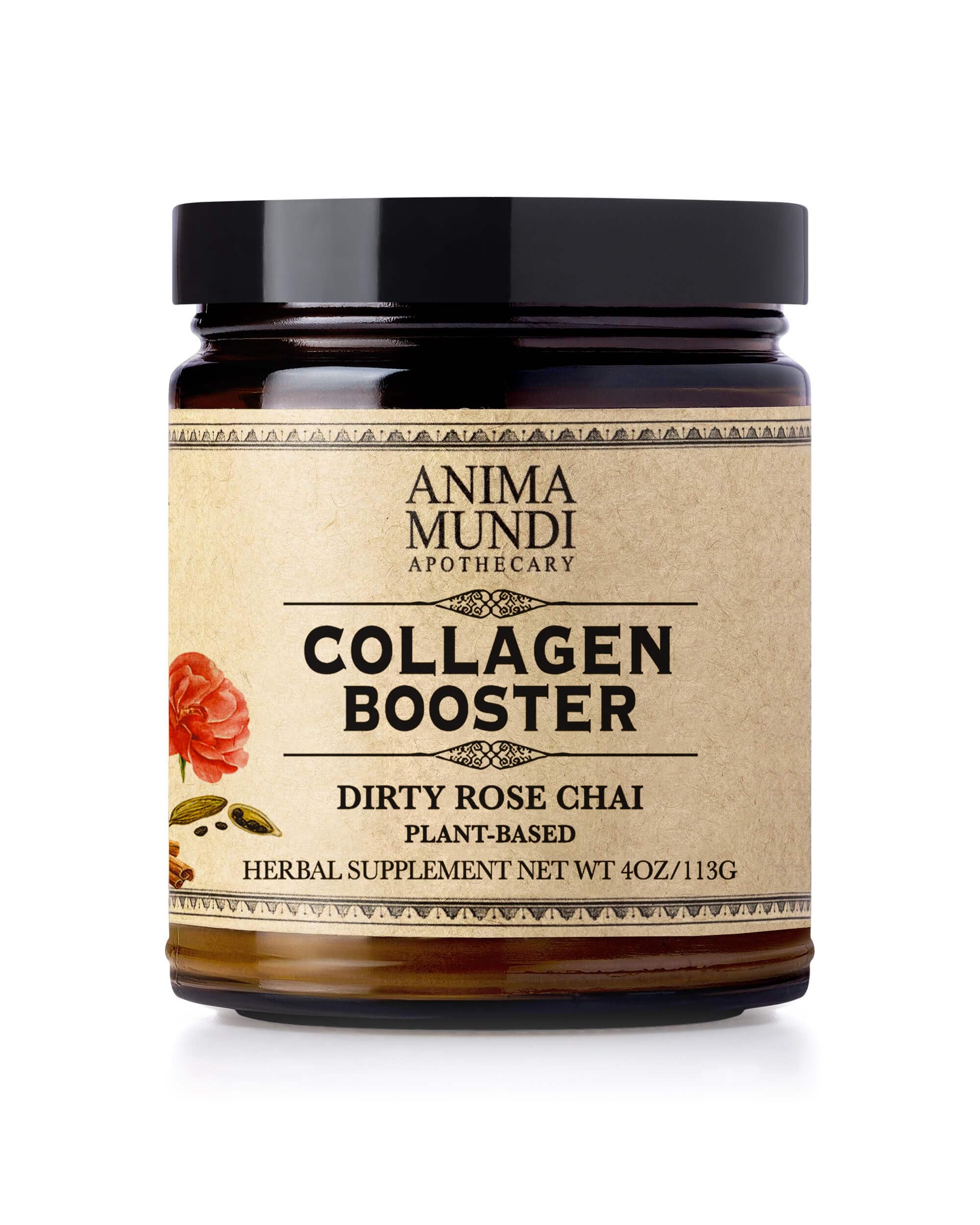 Anima Mundi Apothecary Vegan Collagen Booster Powder, Vanilla Rose Chai Spice - Beauty Supplement for Skin, Hair & Nails - Easy Drink Mix-in (4oz)