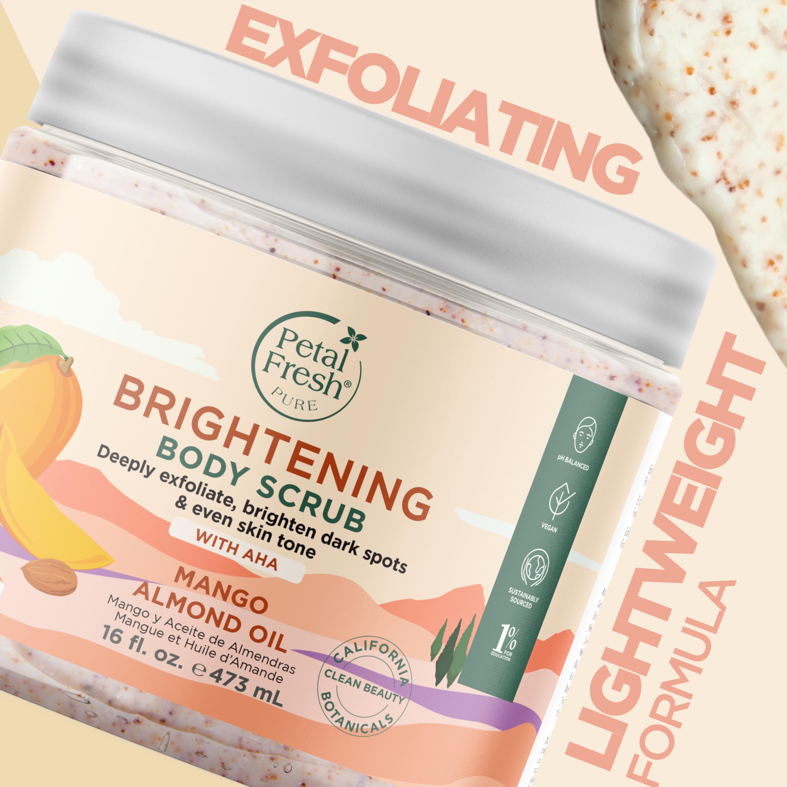 Petal Fresh Pure Brightening Body Scrub Mango + Almond Oil