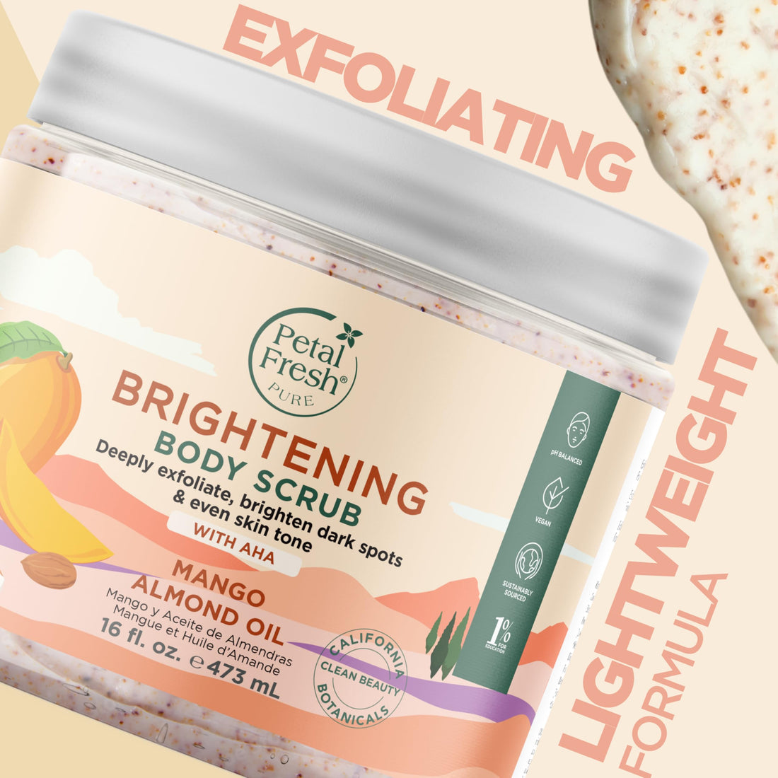 Petal Fresh Pure Brightening Body Scrub Mango + Almond Oil