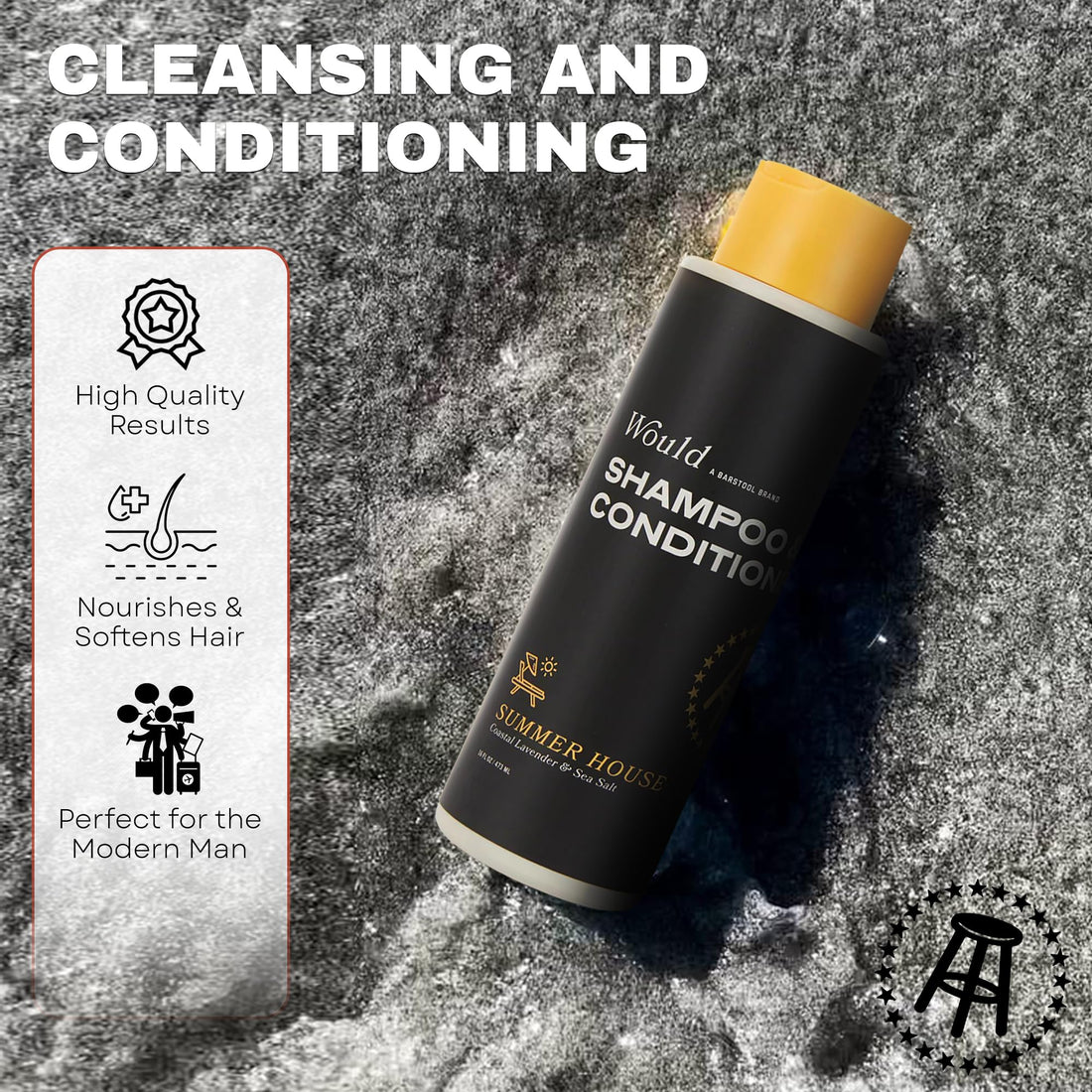 WOULD Men's Dual Action 2 in 1 Shampoo and Conditioner - 16 Oz Coastal Lavender and Sea Salt Scent - 1 Pack