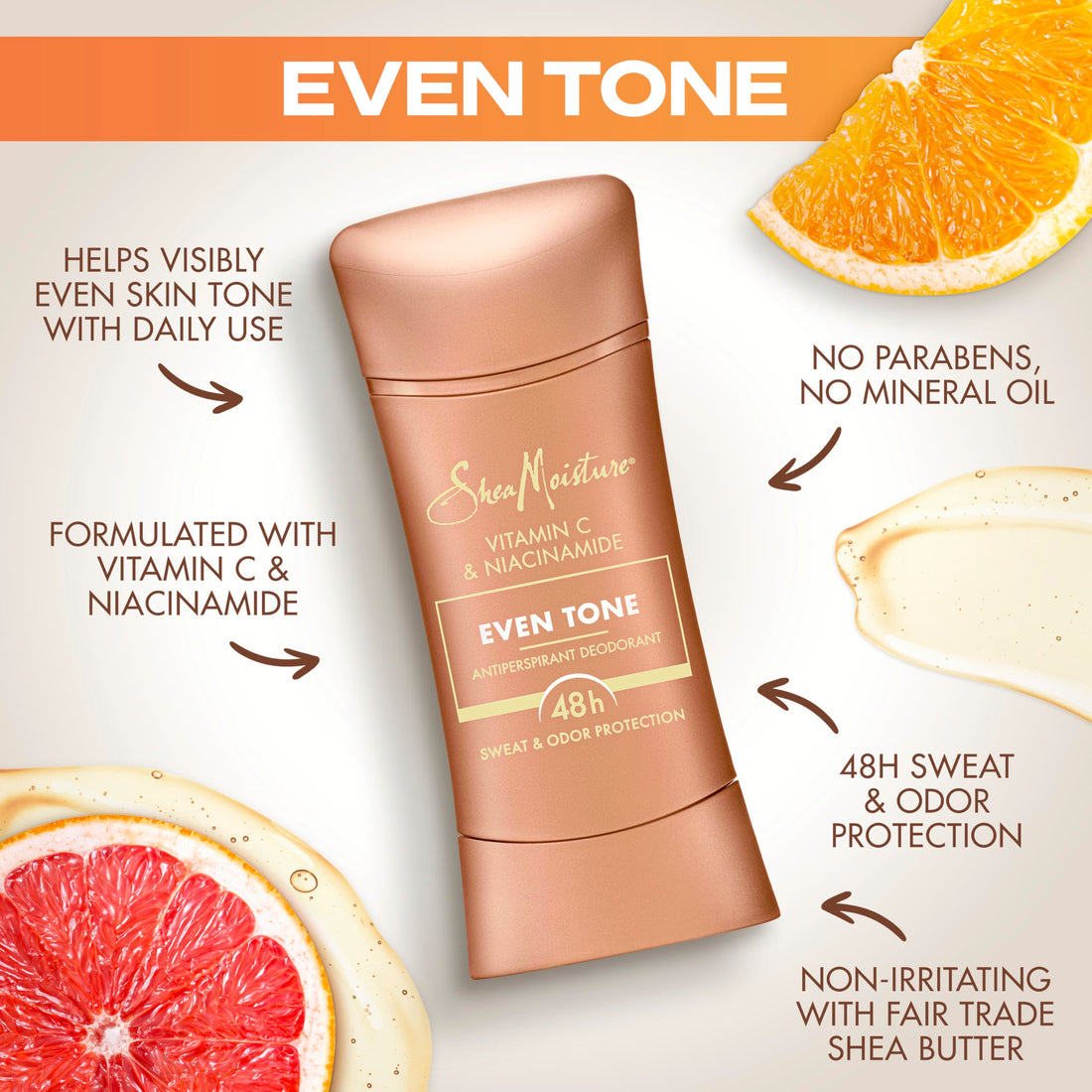 SheaMoisture Antiperspirant Deodorant Stick for 48HR Sweat & Odor Protection Even Tone with No Parabens & No Mineral Oil 2.6 oz