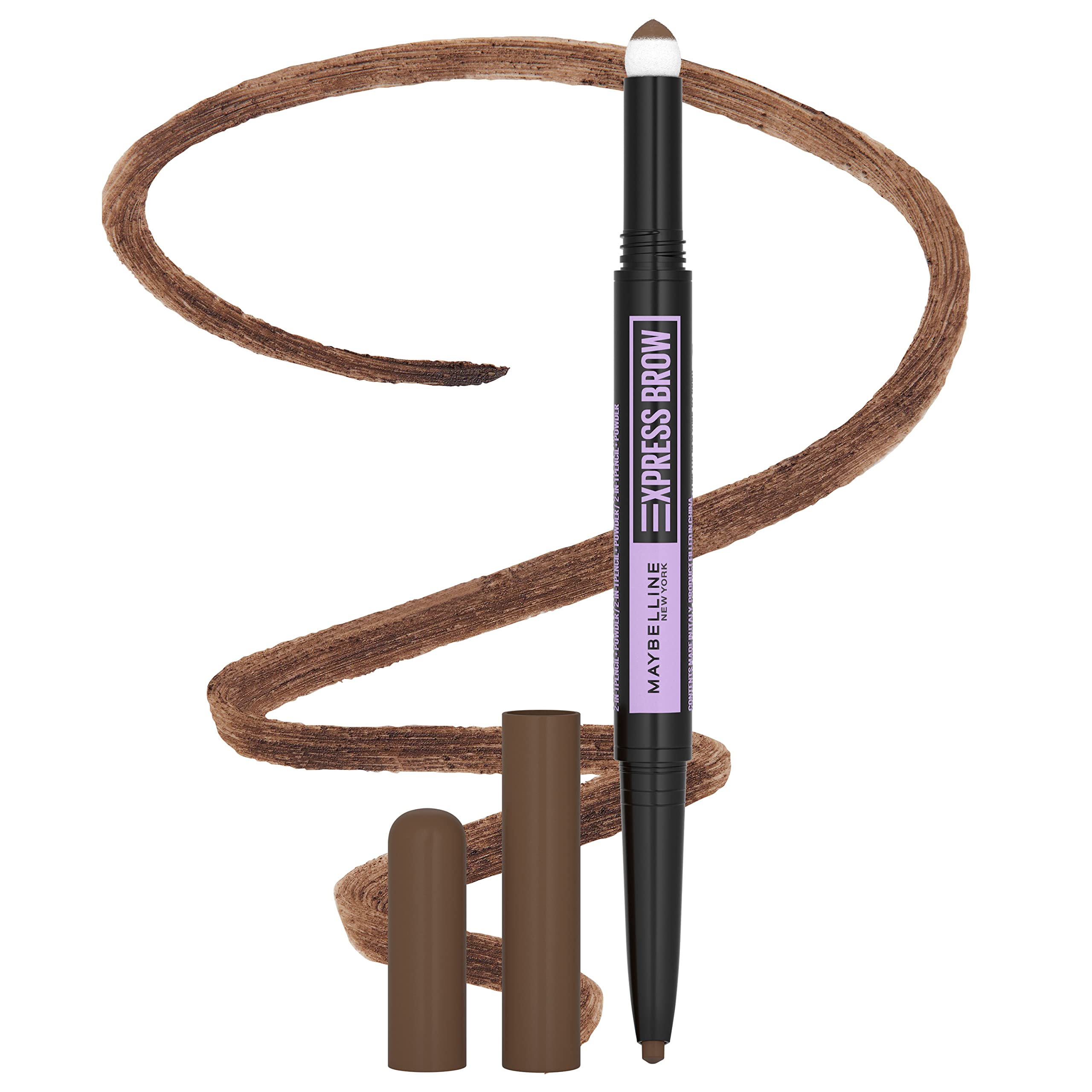 Maybelline Express Brow 2-In-1 Pencil and Powder Eyebrow Makeup, Medium Brown, 1 Count