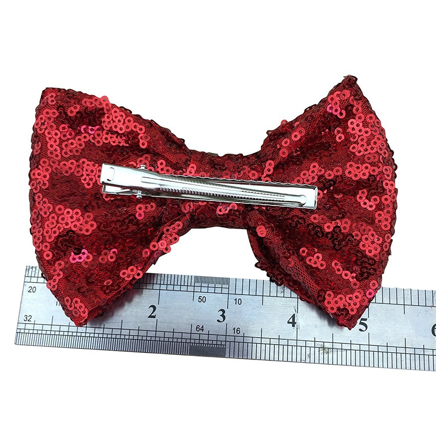 xsby Party Hair Bows Clips for Girls, 10pcs Children Sequins Bow Barrettes Cute Baby Girl Bow Hair Clips A