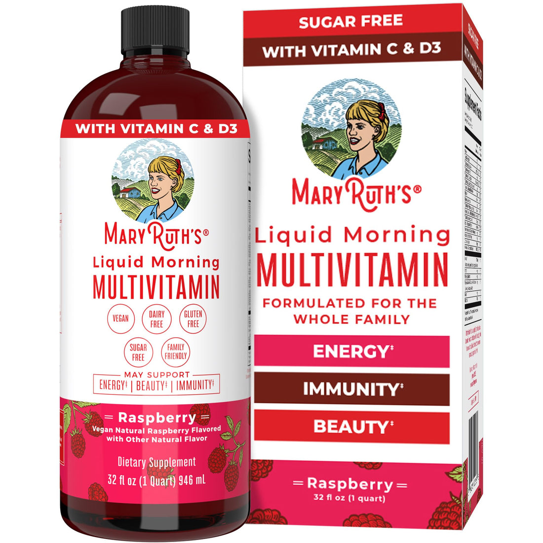 MaryRuth Organics Multivitamin for Women Men & Kids | Vegan, Sugar Free | Womens Multivitamin & Multimineral | Beauty & Energy Women's Multivitamin | Non-GMO | 32 Fl Oz