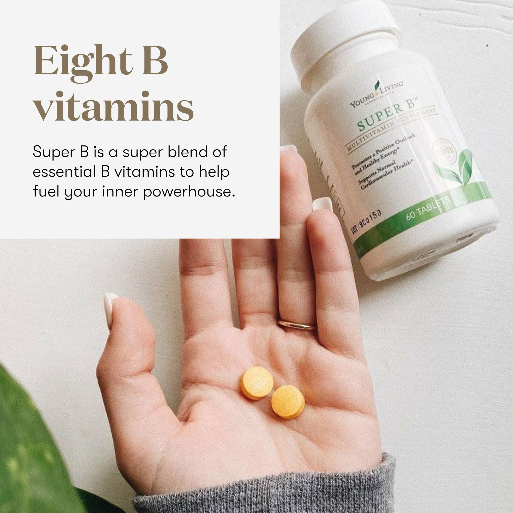 Young Living Super B Tablets, 60-Count Bottle | B Vitamins & Minerals | Supports Healthy Energy Levels | Keto-Friendly | Natural Folate Source | Contains Calcium, Magnesium, and Vitamin B6