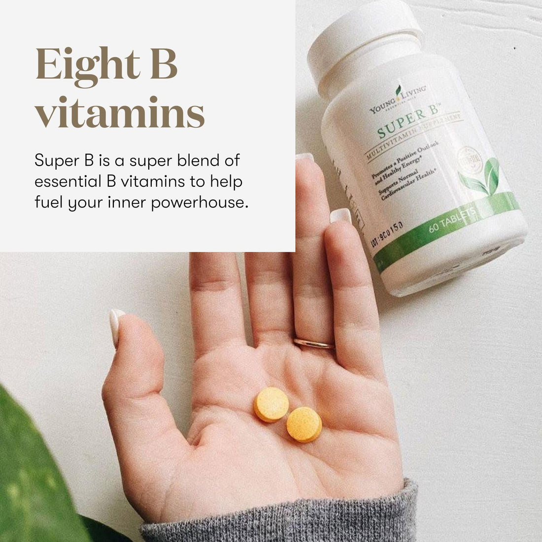 Young Living Super B Tablets, 60-Count Bottle | B Vitamins & Minerals | Supports Healthy Energy Levels | Keto-Friendly | Natural Folate Source | Contains Calcium, Magnesium, and Vitamin B6