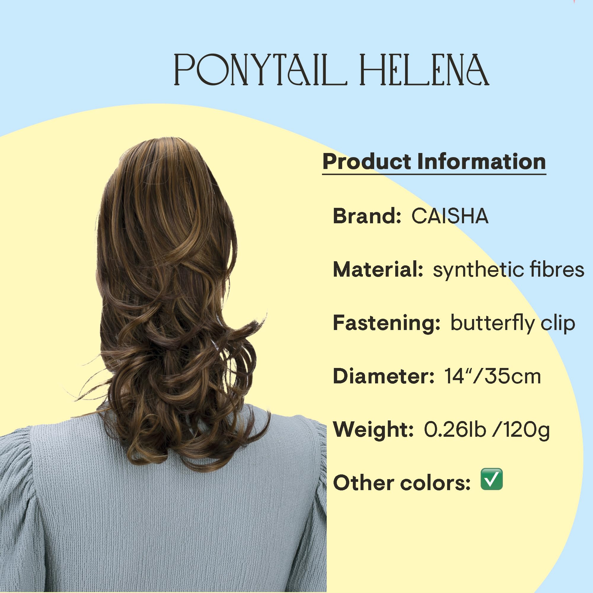 PRETTYSHOP 14Hair Piece Ponytail Extension Straight Light Curled Nature Looking Heat-Resisting Like Real Human Hair Different Colors brown blonde mix H82_33BH27 AD