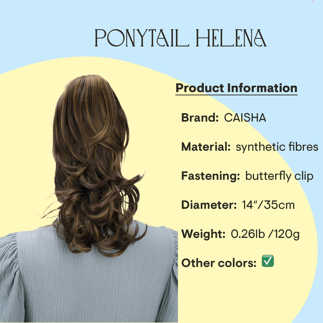 PRETTYSHOP 14Hair Piece Ponytail Extension Straight Light Curled Nature Looking Heat-Resisting Like Real Human Hair Different Colors brown blonde mix H82_33BH27 AD