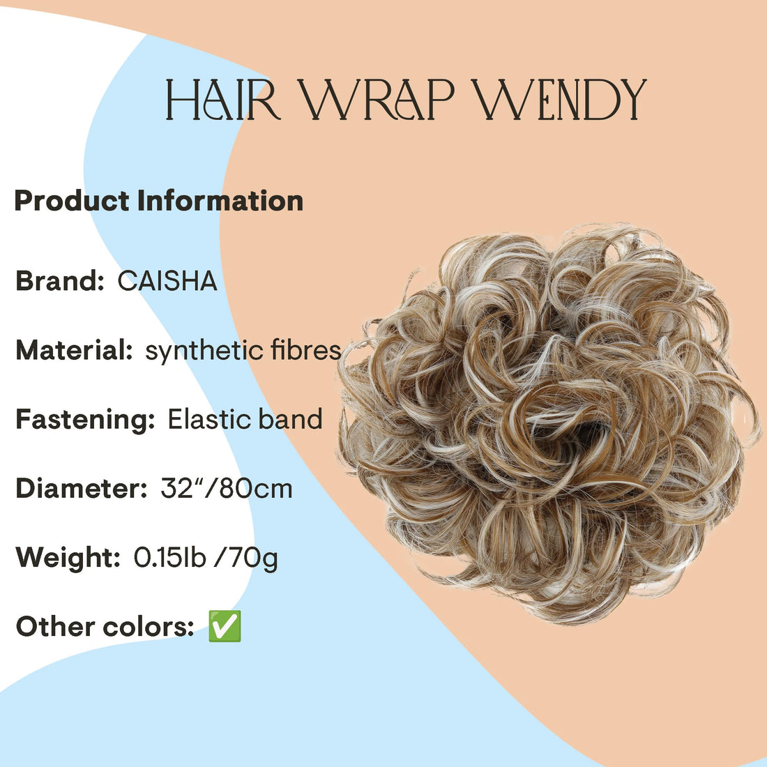 Prettyshop Hairpiece Light Brown Gray Mix #6Hgray Hw40: Prettyshop Xxxl Hairpiece Hair Wrap Scrunchie Scrunchy Updos, Voluminous, Curly Messy Bun, Light Brown Gray Mix #6Hgray Hw40