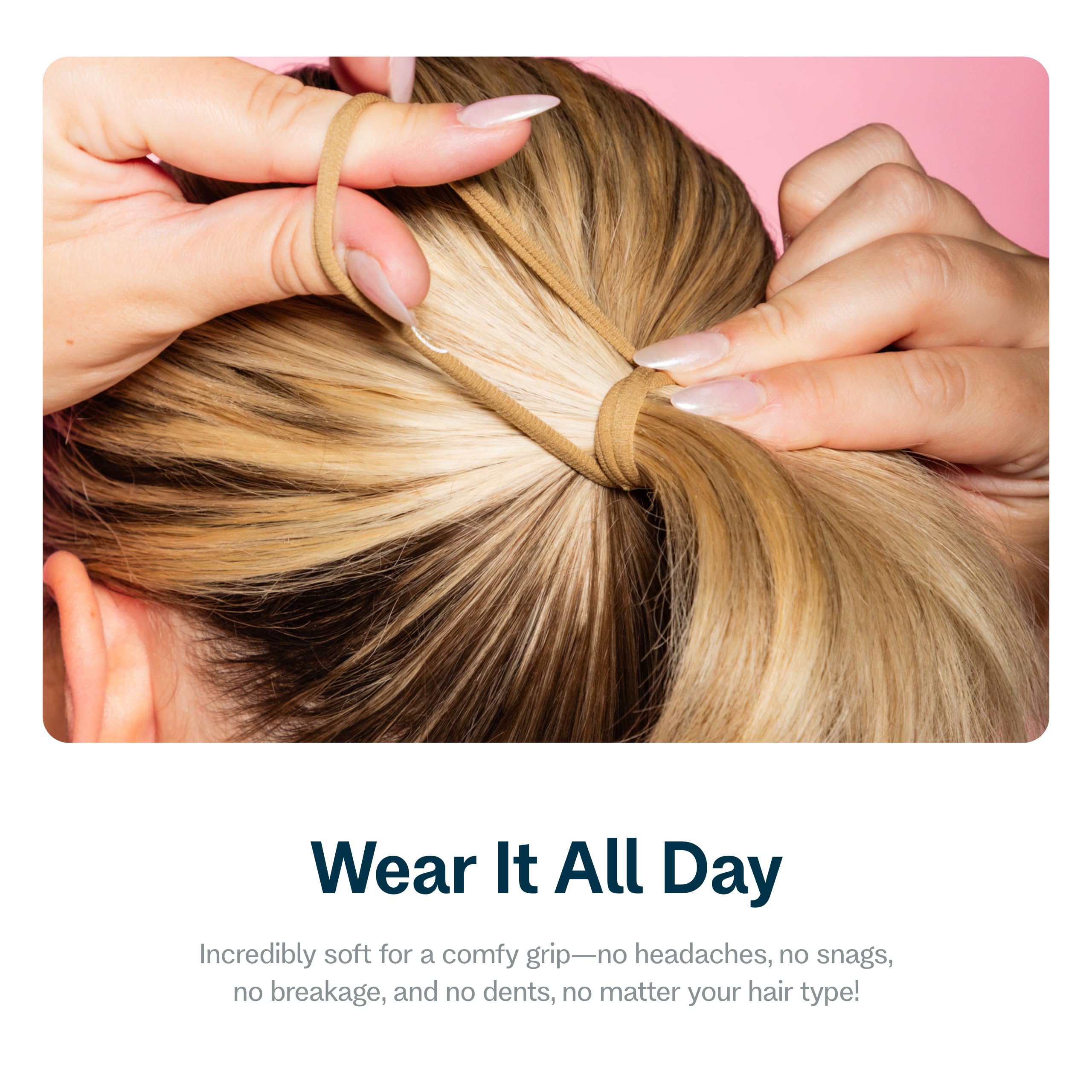 Gimme Beauty Fine Hair Elastic Bands - Slim-Fit Elastic Ties for Fine, Brittle, or Bleached Hair - No-Dent, Gentle-Grip Ponytail Holders for All-Day Comfort - 12 Pack, Dark Blonde