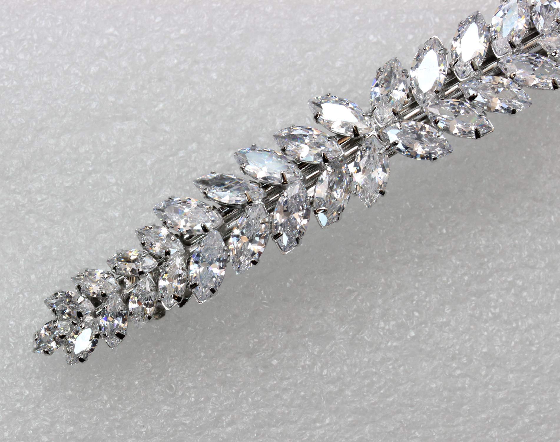 Faship Gorgeous Clear CZ Crystal Floral Hair Barrette Clip - Clear