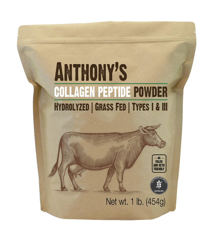 Anthony's Collagen Peptide Powder, 1 lb, Pure Hydrolyzed, Gluten Free, Keto and Paleo Friendly, Grass Fed, Unflavored, Non GMO