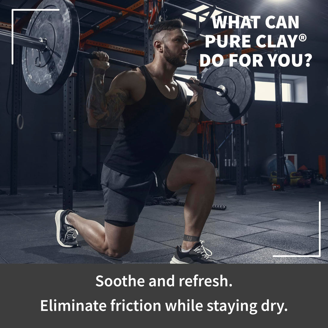 PURE CLAY All Natural Mens Anti Chafing Powder, Deep Mined Calcium Bentonite Clay Powder, Body, Groin, Arm Pit, Foot, Anti Chafe Powder, Paraben Free, Talc Free, Food Grade Organic, 8 oz