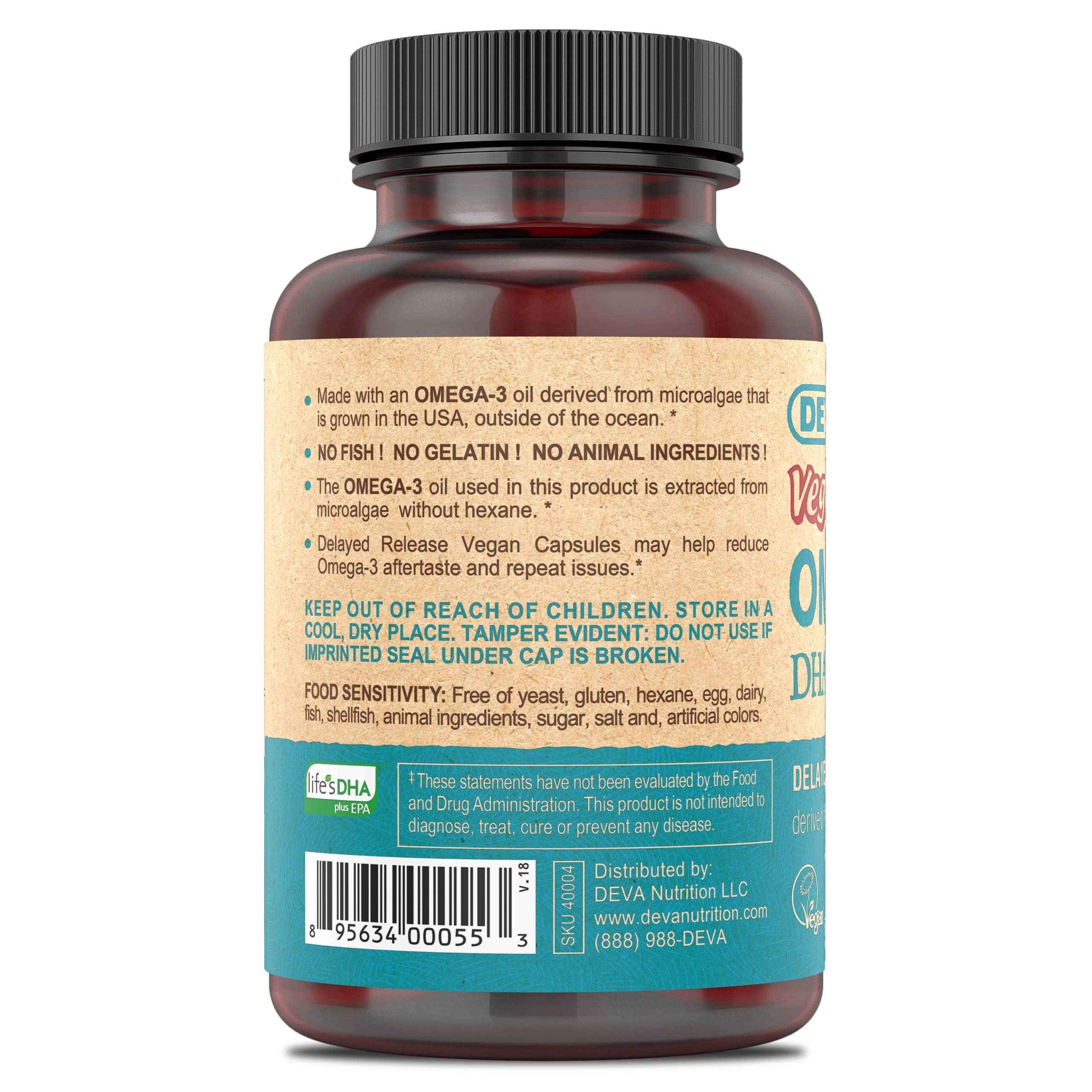 Deva, Vegan, Omega-3, DHA-EPA, 200 mg, 90 Vegan Caps