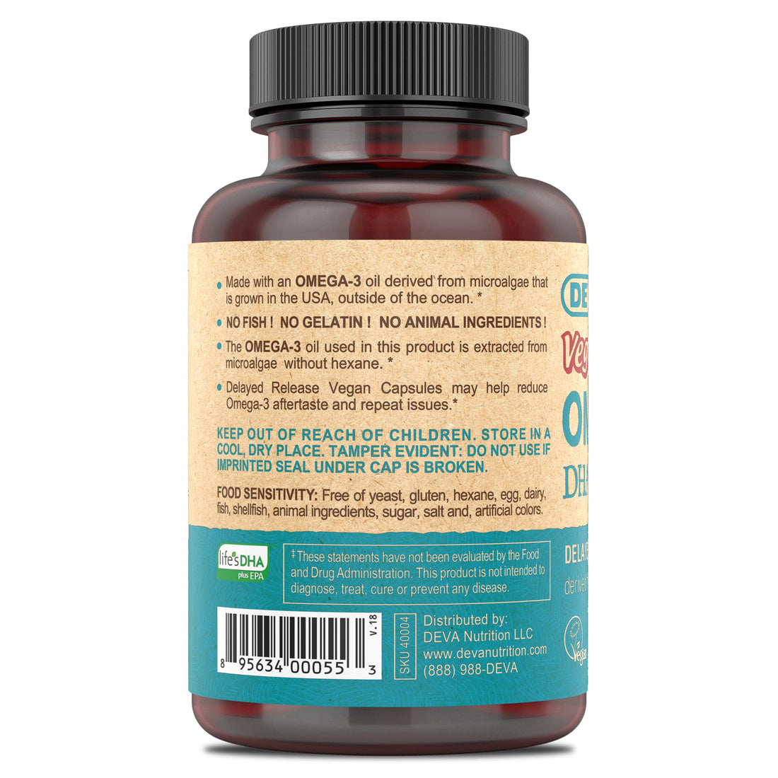 Deva, Vegan, Omega-3, DHA-EPA, 200 mg, 90 Vegan Caps