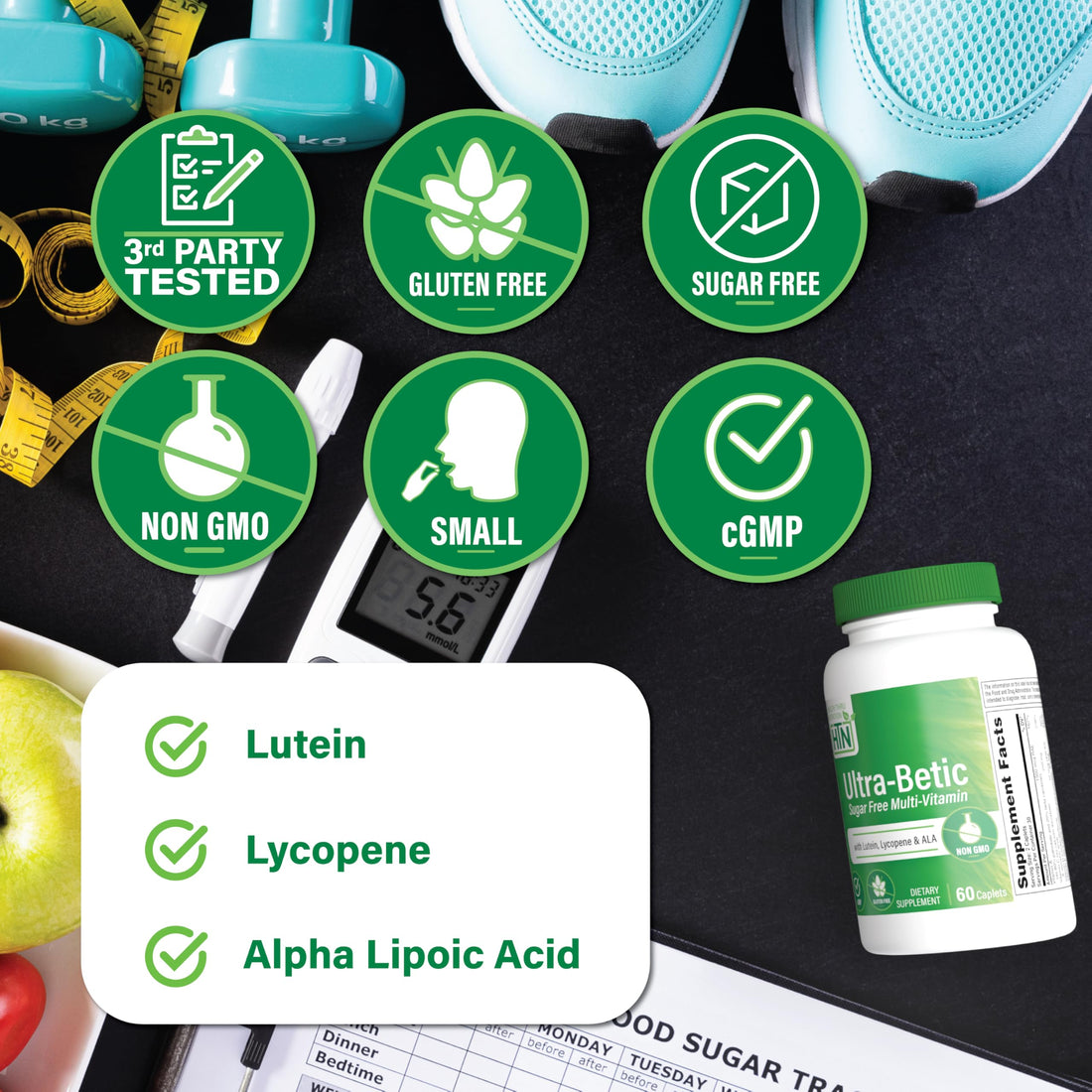 Health Thru Nutrition Ultra-Betic Multivitamin 60 Count | Supports Nerve, Vision, Energy | with ALA, Lycopene | Non-GMO, Clean Label | Third-Party Tested for Quality