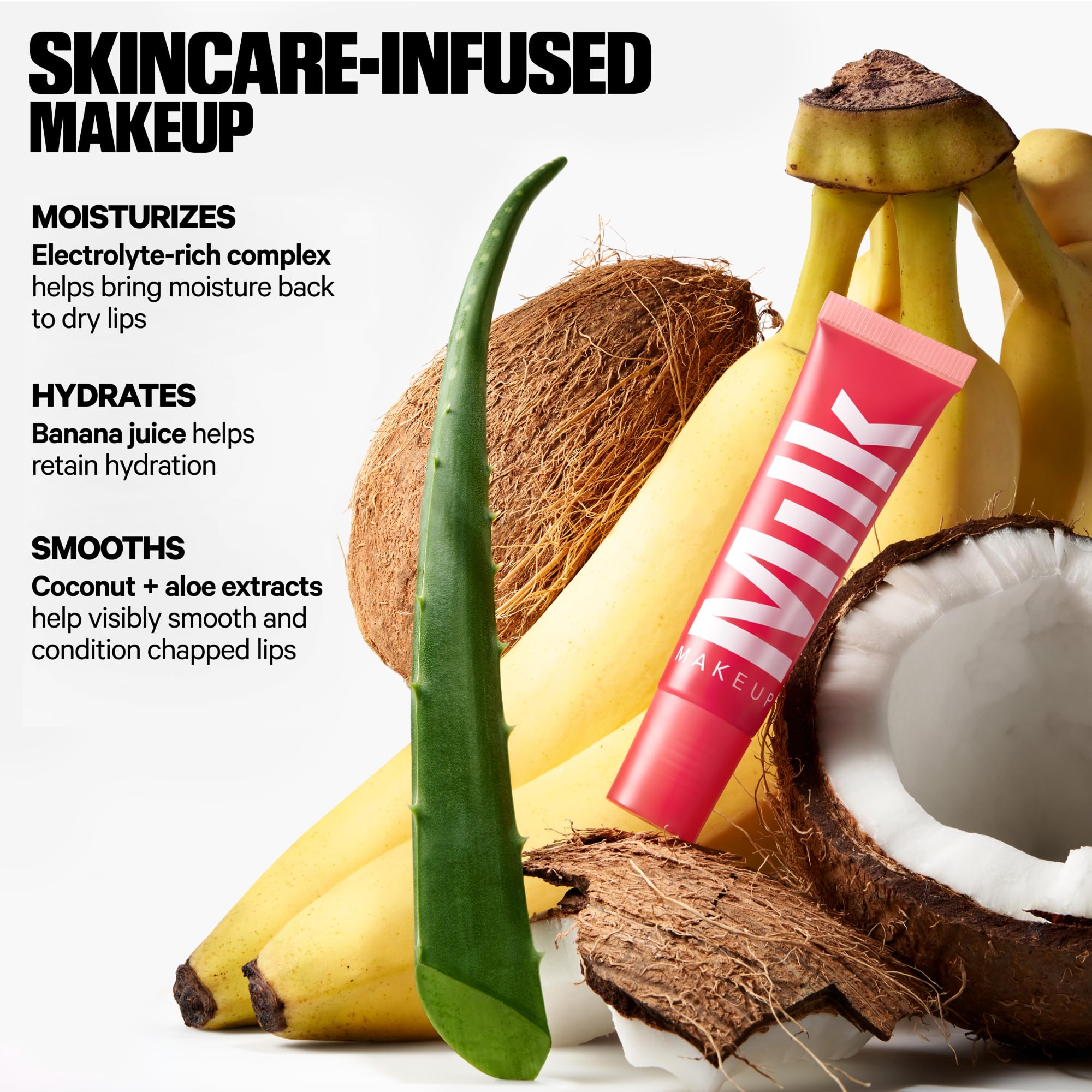 Milk Makeup Balmade Electrolyte Lip Balm – Hydrating, Sheer Gloss Nourishes + Replenishes Moisture – Clean, Vegan Formula with High-Shine Finish – Ion (Light Pink, White Peach), 0.4oz