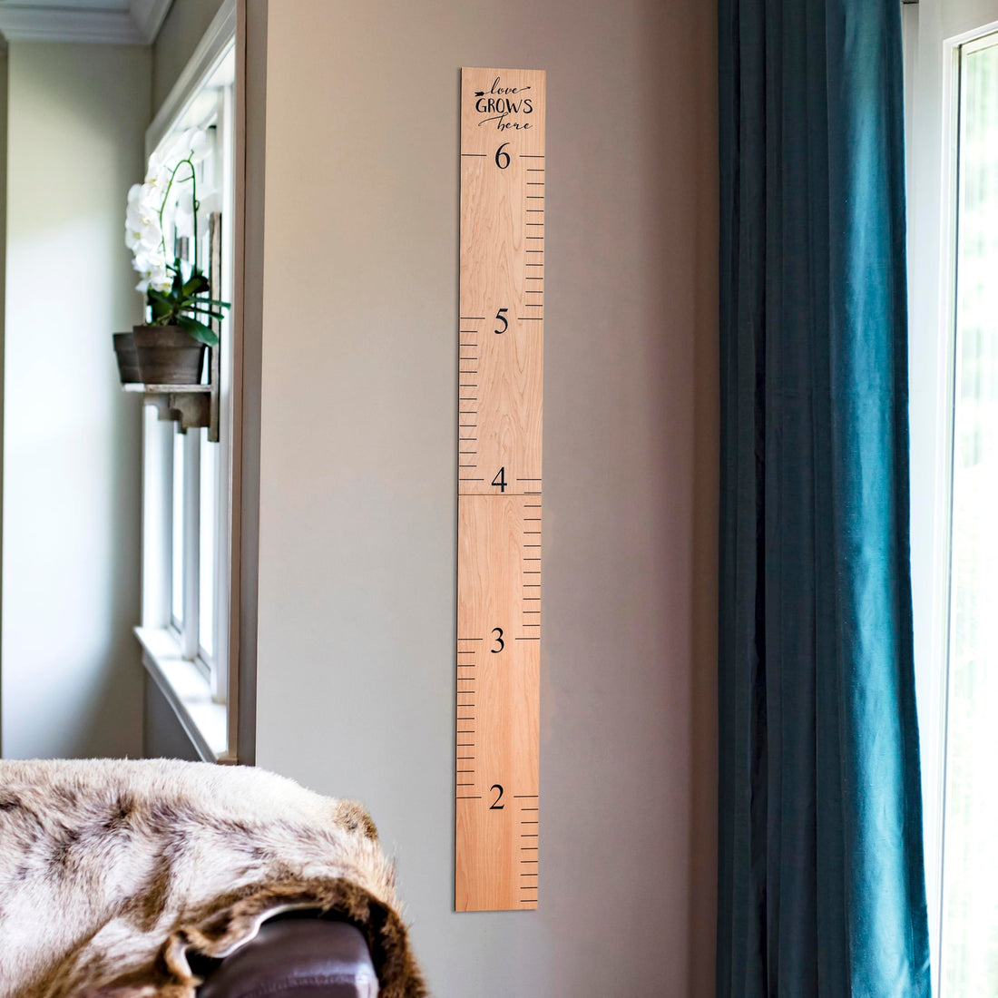 HEADWATERS STUDIO Wooden Kids Growth Chart - Measuring Board with Natural Design (63x6.7)
