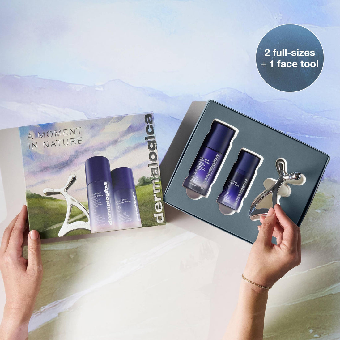 Dermalogica A Moment in Nature – Face Cream + Eye Cream Duo Set with Gua Sha Skin Roller, Reduce the Appearance of Skin Aging, 1.7 + 0.5 Fl Oz