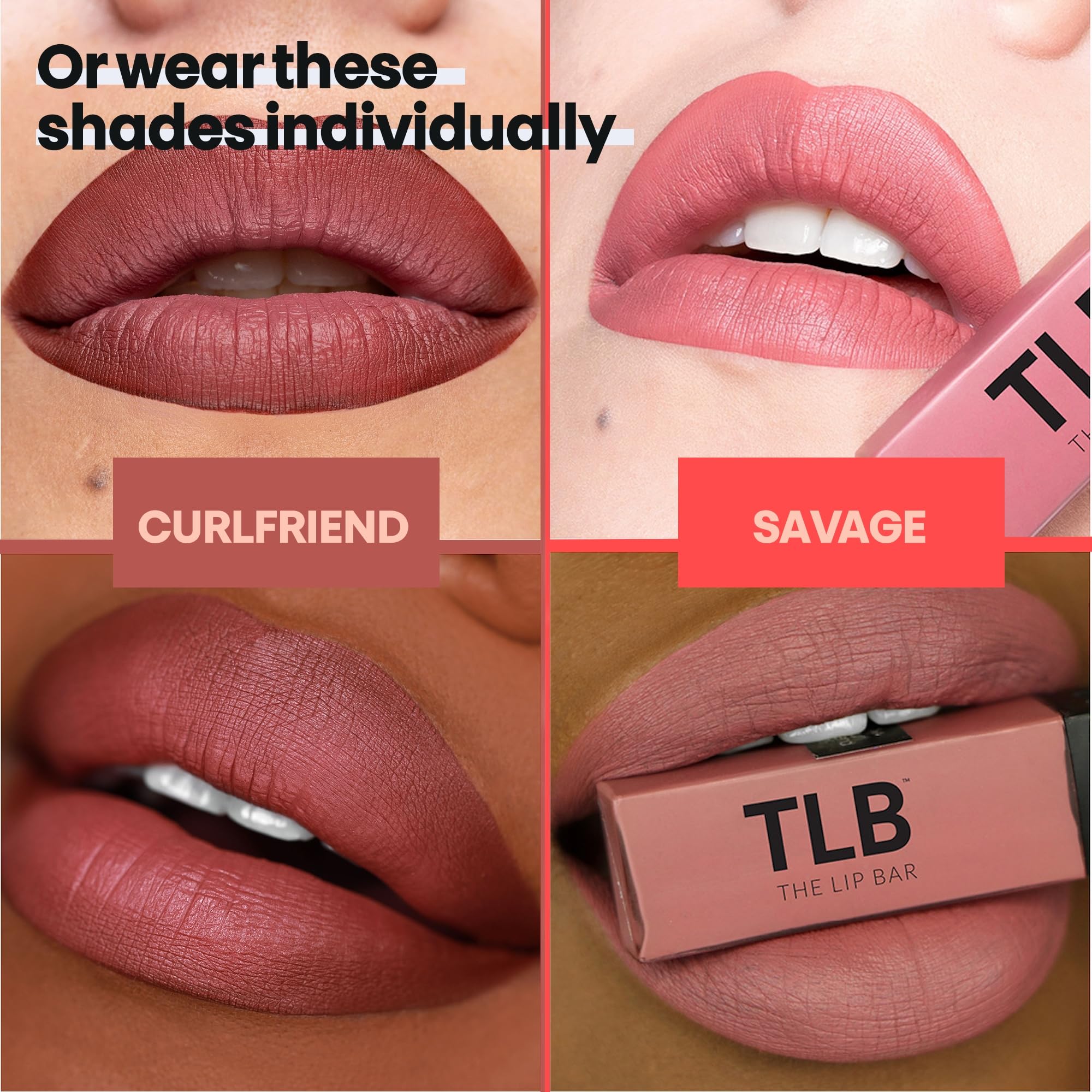 The Lip Bar - Nonstop Liquid Matte Lipstick 2-Pack, Curlfriend (Mauve Pink) + Savage (Chocolate Red-Brown) - High Pigment - One Swipe - Long Lasting - Jojoba Oil & Vitamin E - Vegan - .24 fl oz