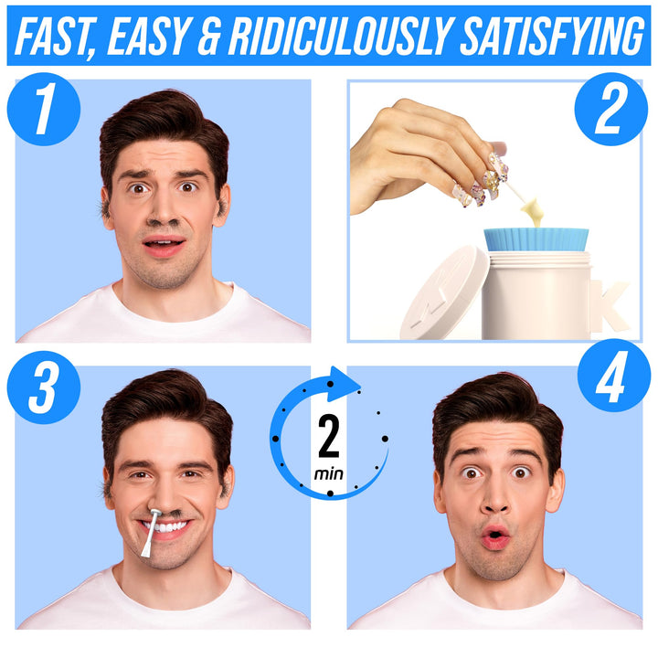 Kenashii Super Nose Waxing Kit | 100g Wax, 24 Applicators | No Microwave Required | Ear Hair Removal | For Men and Women | 12 Balm Wipes, Mustache Guards, Storage Bag