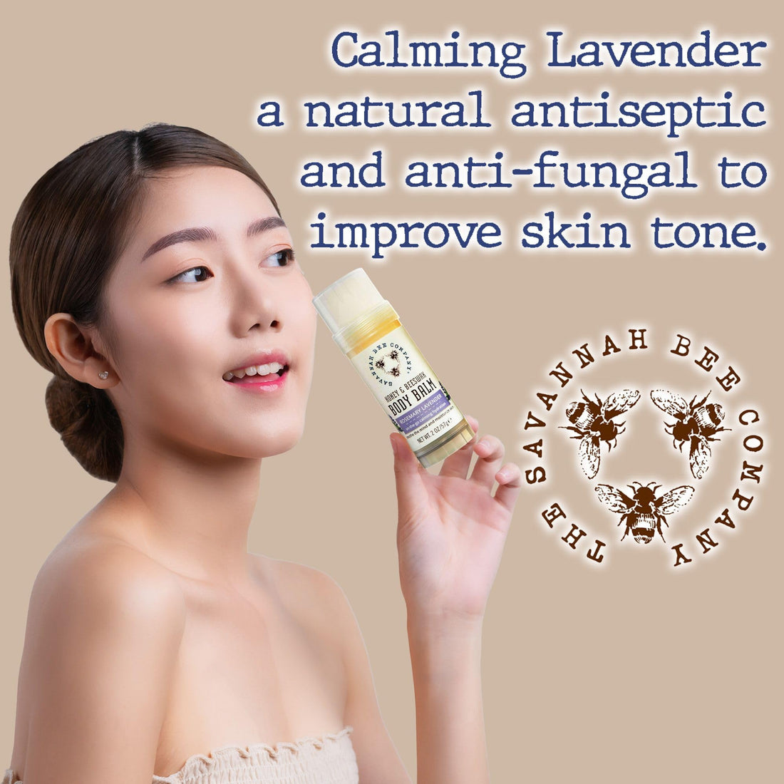 Savannah Bee Company Rosemary Lavender Body Balm - Deep Moisturizing Mess Free Body Balm