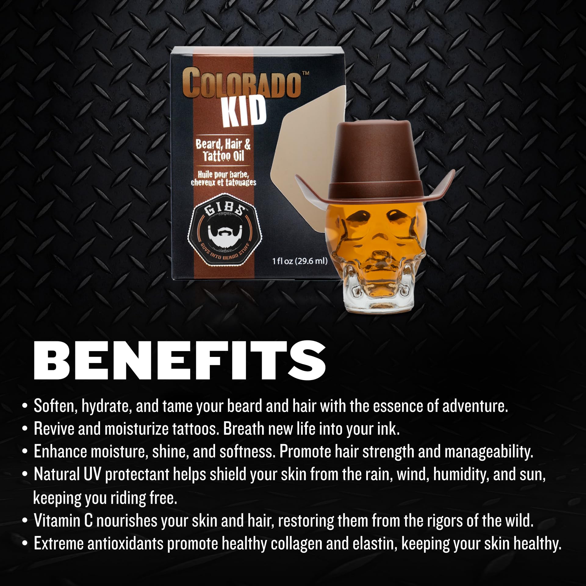 GIBS Grooming Colorado Kid Beard Hair & Tattoo Oil, 1 fl. oz.